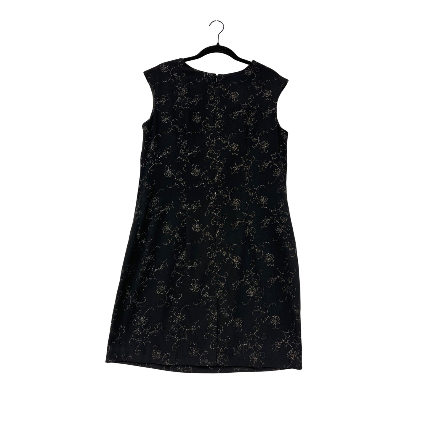 Vintage 90s Hilliard & Hanson Black Floral Sleeveless Dress Womens 12 #8015