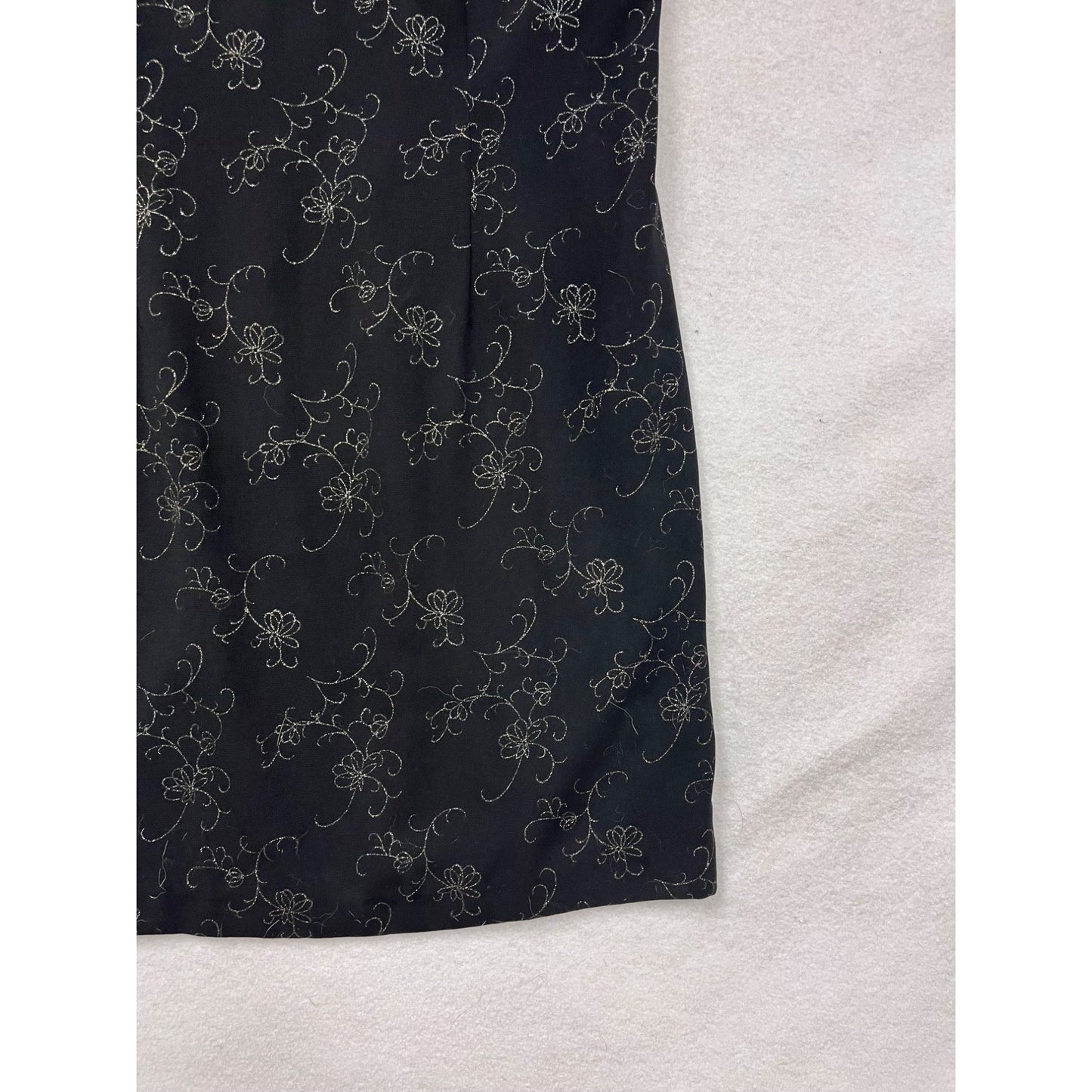 Vintage 90s Hilliard & Hanson Black Floral Sleeveless Dress Womens 12 #8015
