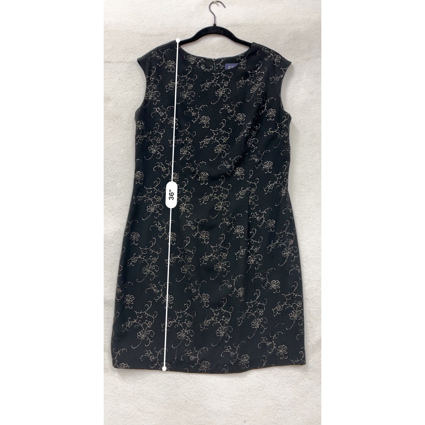 Vintage 90s Hilliard & Hanson Black Floral Sleeveless Dress Womens 12 #8015