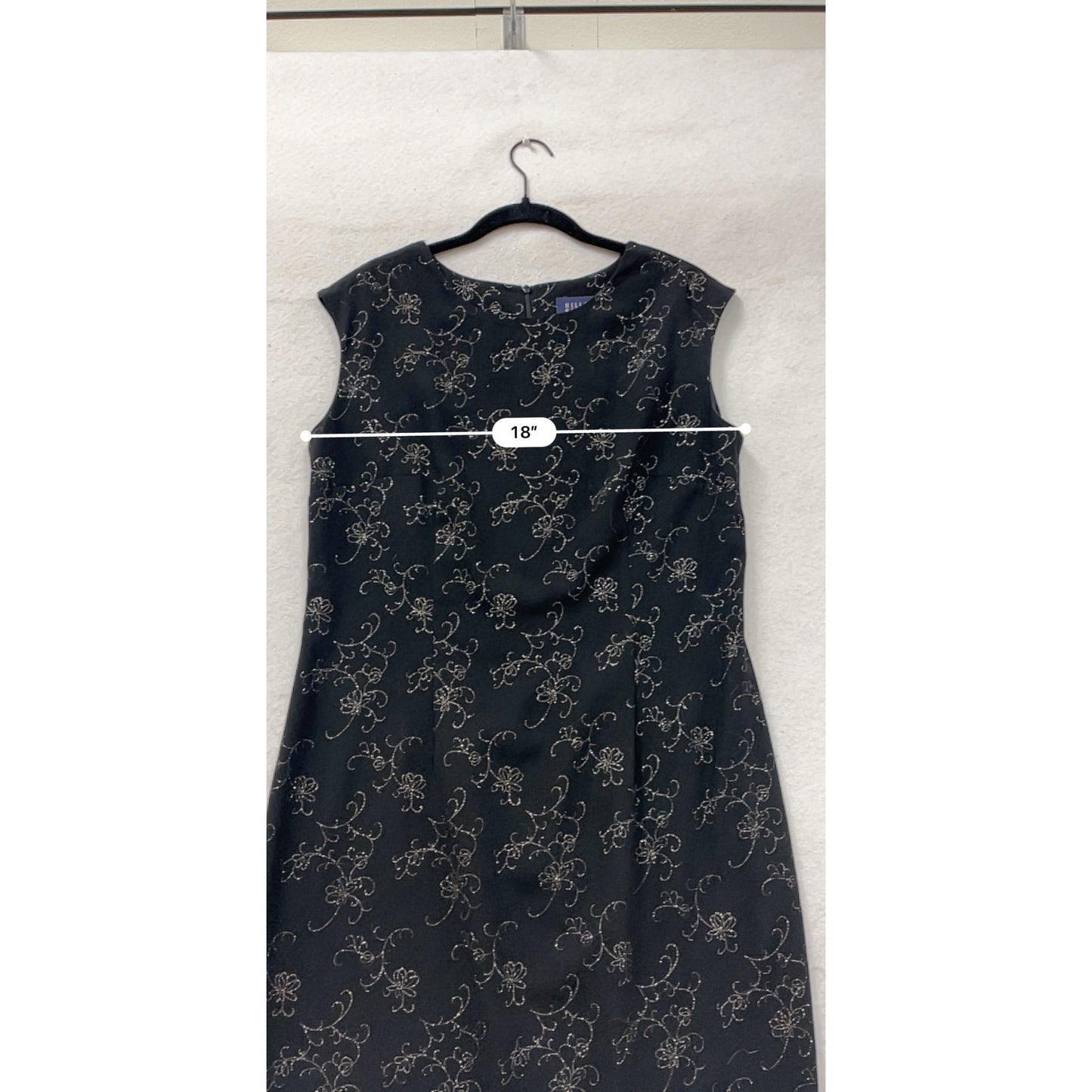 Vintage 90s Hilliard & Hanson Black Floral Sleeveless Dress Womens 12 #8015