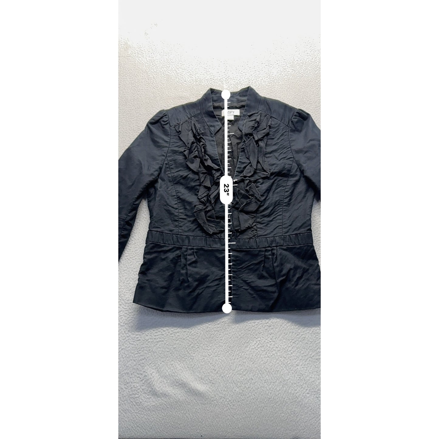 Ann Taylor Loft Black Ruffle Front Blazer Size 4 #7775