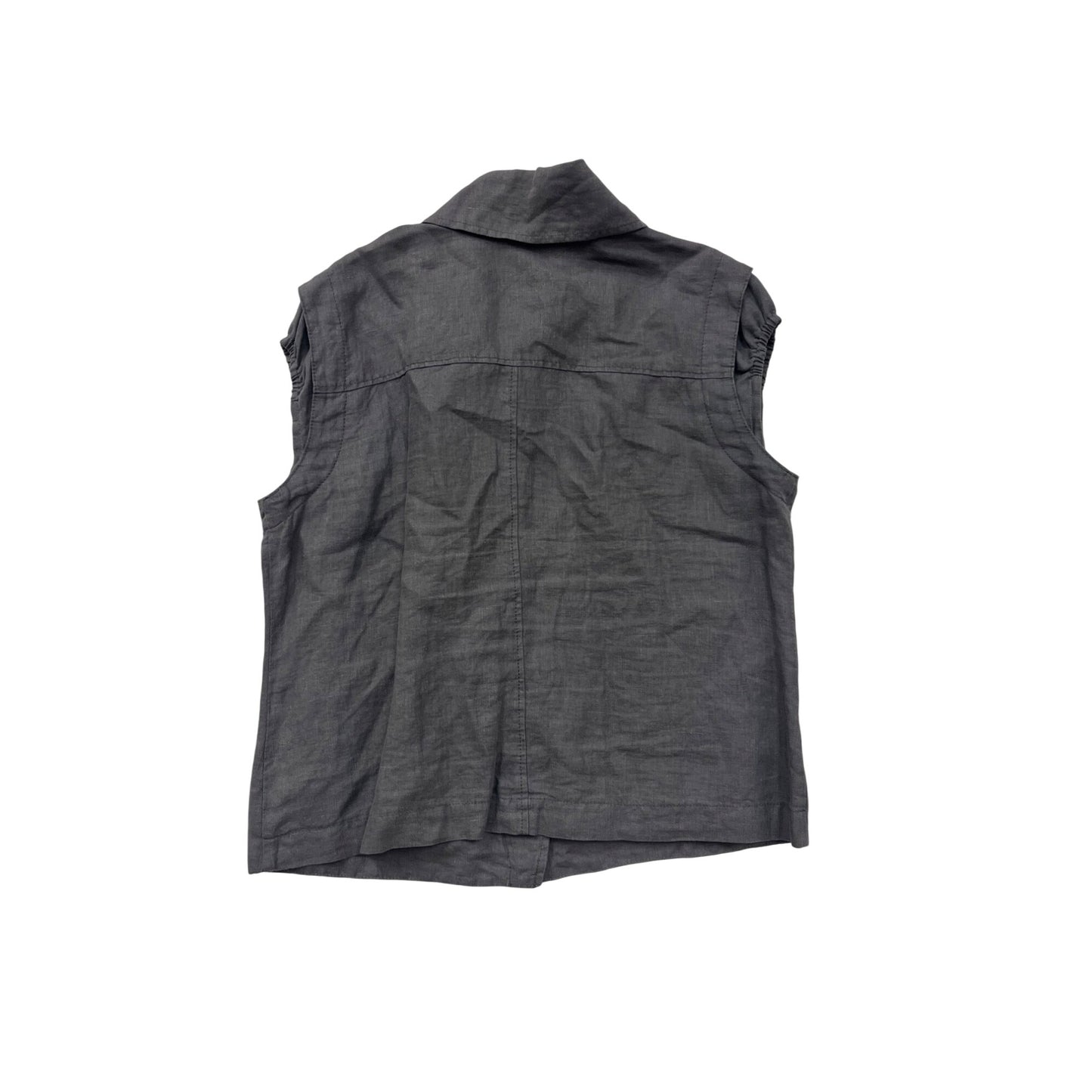 Gray Yuvita Womens Sleeveless Linen Vest Jacket Medium With Front Zipper & Pockets #6179