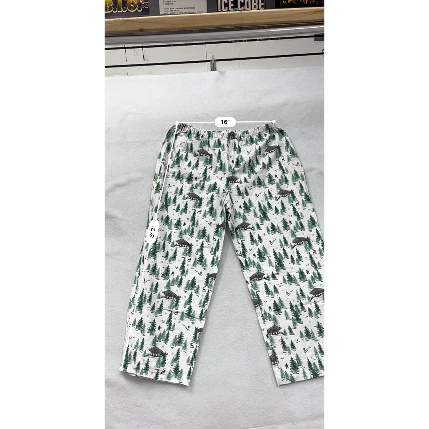 Mens Winter Cabin Print Pajama Pants L.L.Bean Inspired 1-2XL Soft & Cozy Elastic Waist #6966