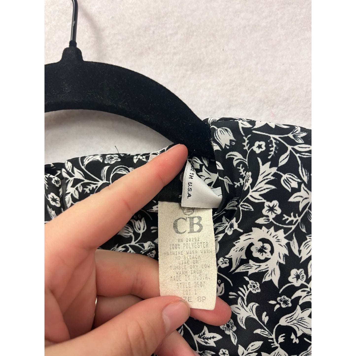 Vintage Womens Floral Puff Sleeve Blouse With Pocket Chain Accent By CB #6742