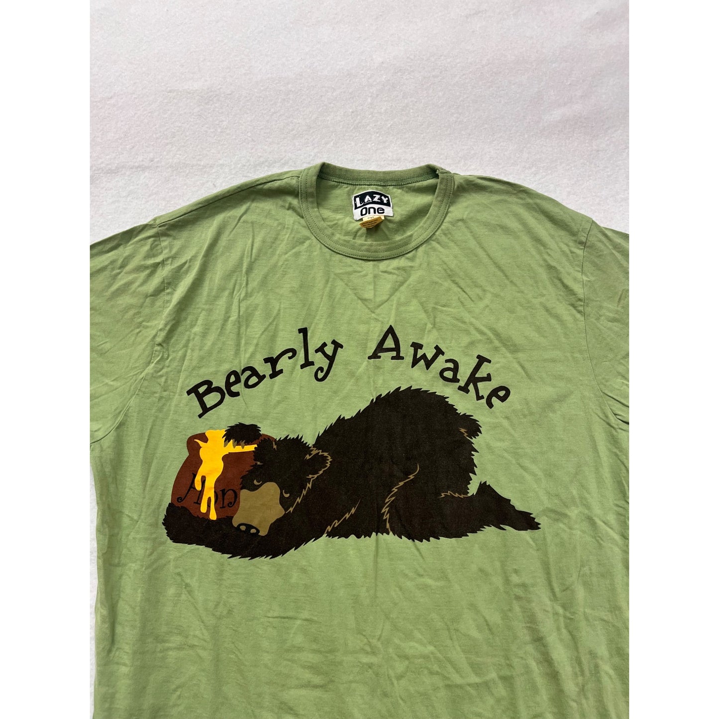 Lazy One Womens Green "Bearly Awake" Graphic Nightgown #8166