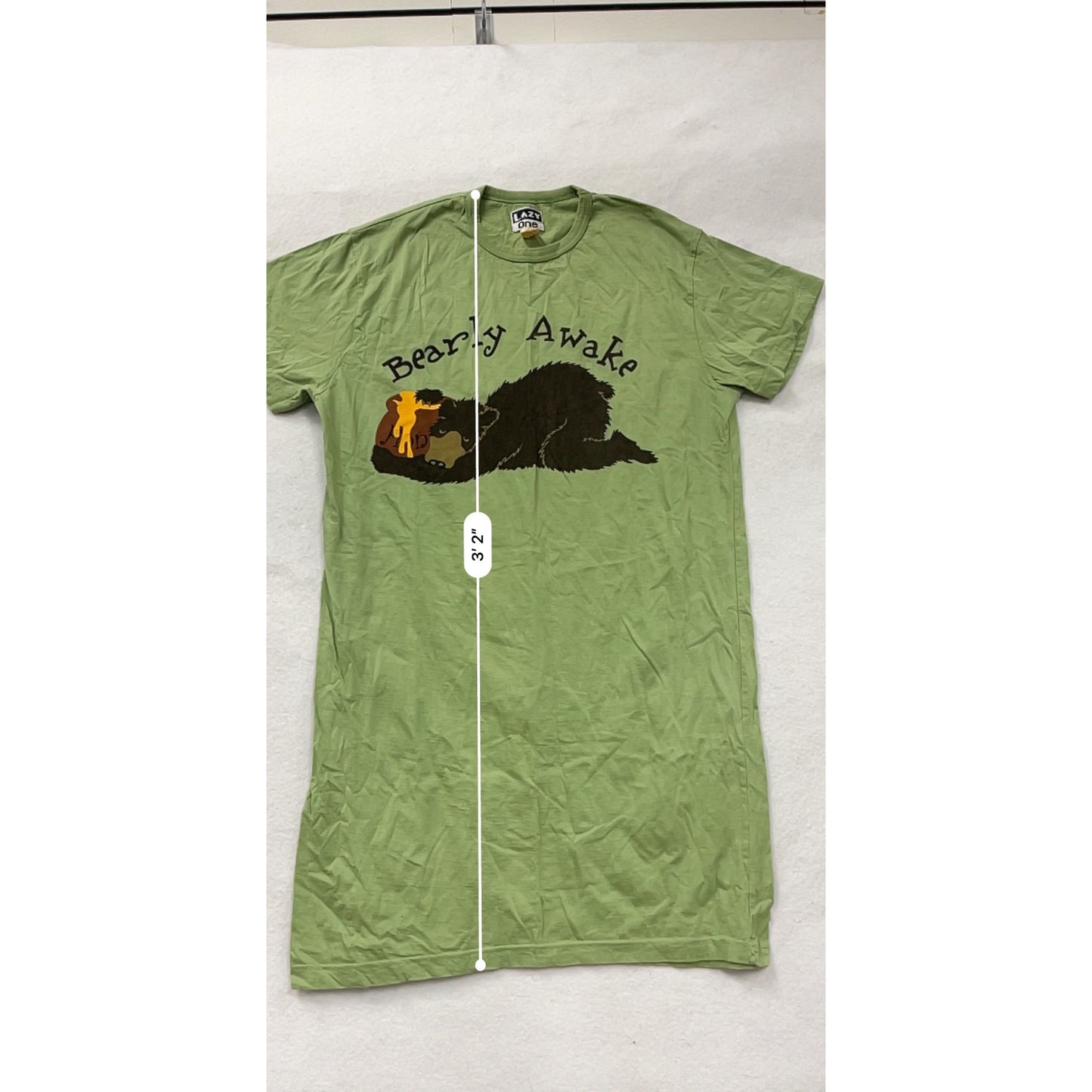 Lazy One Womens Green "Bearly Awake" Graphic Nightgown #8166