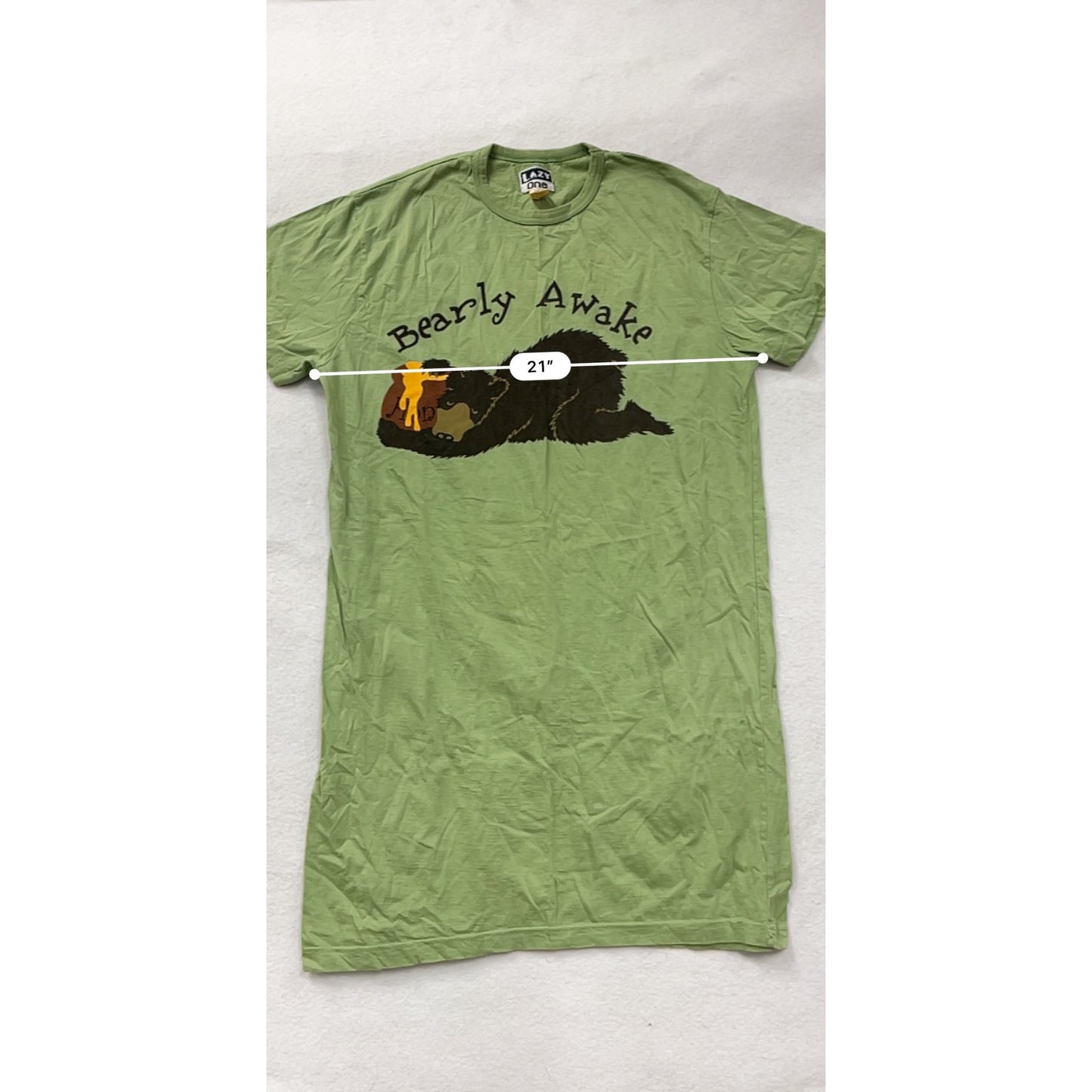Lazy One Womens Green "Bearly Awake" Graphic Nightgown #8166