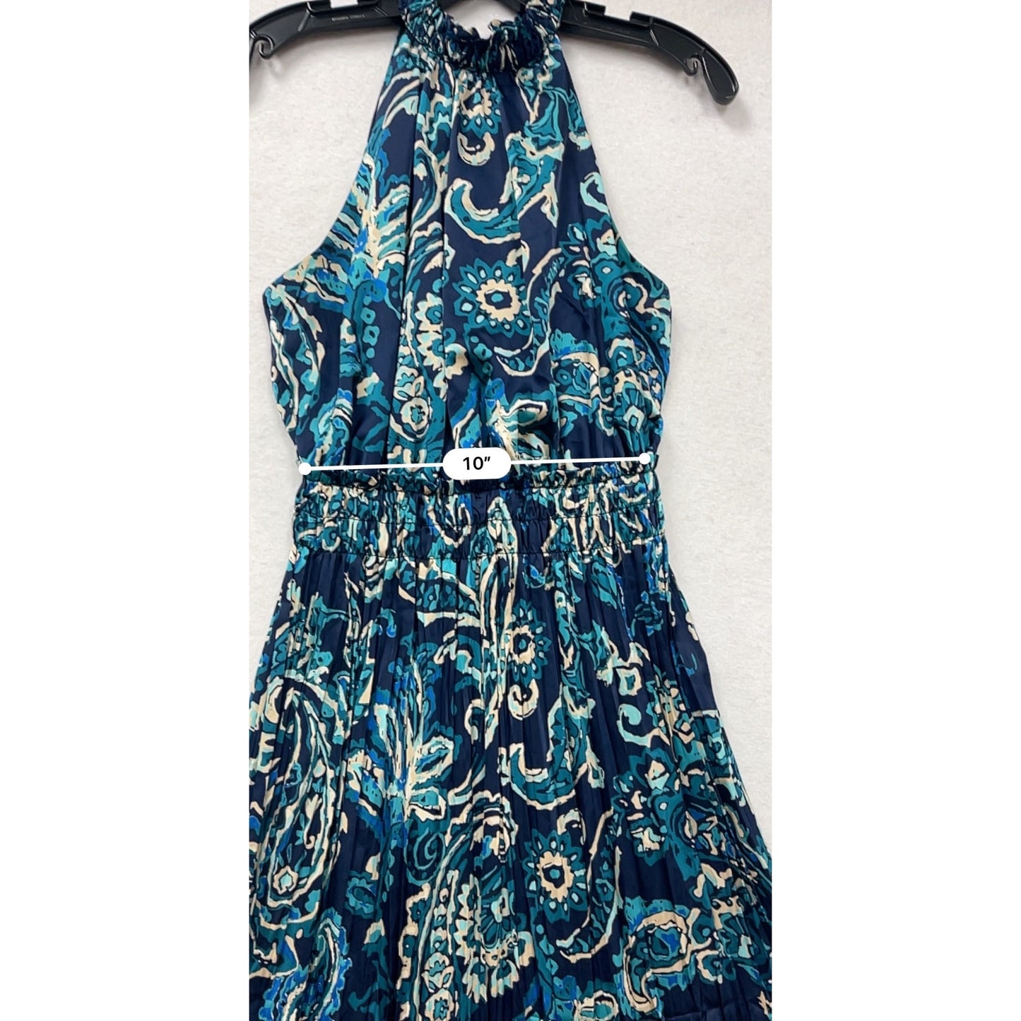 Nicole Miller New York Womens XS Halter Dress Blue Paisley Print #8353