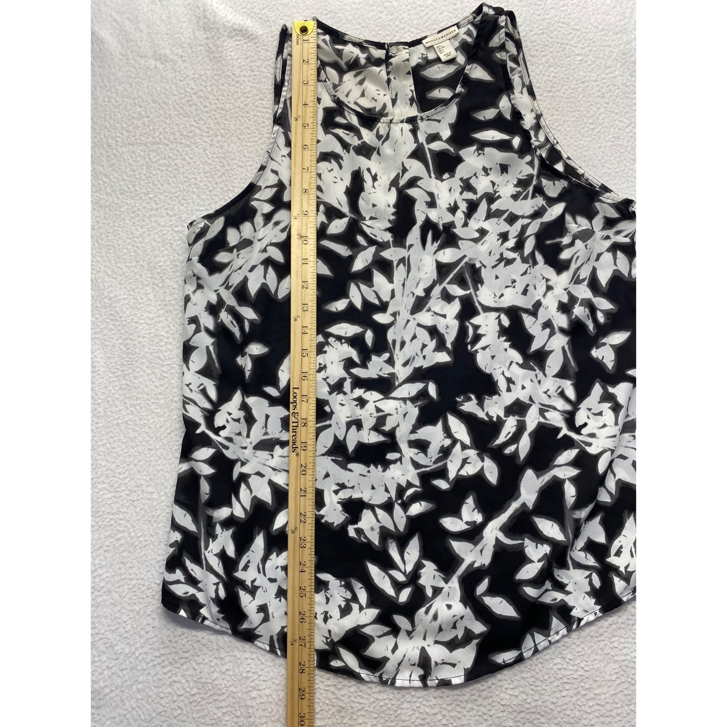 Mercer & Madison Womens Black & White Floral Sleeveless Blouse #7319