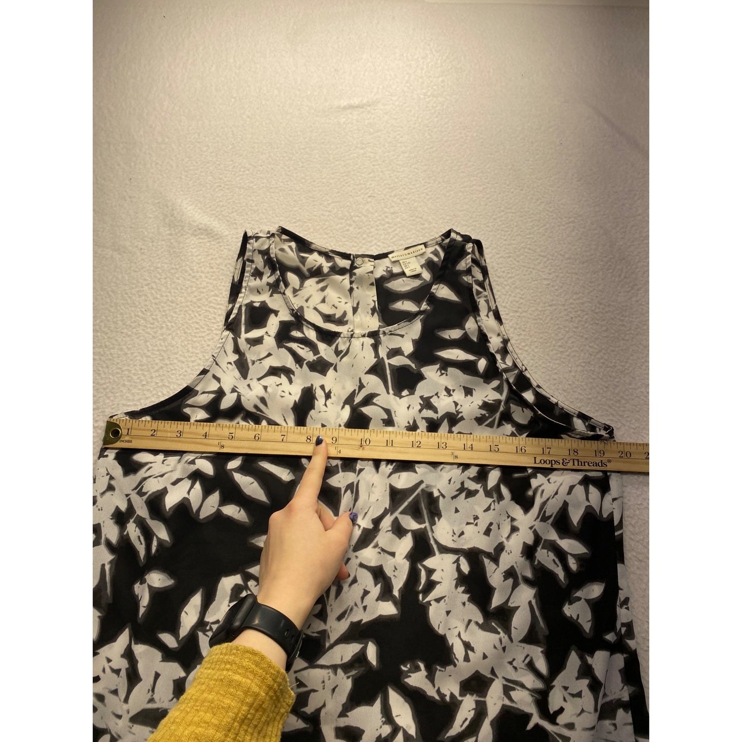 Mercer & Madison Womens Black & White Floral Sleeveless Blouse #7319