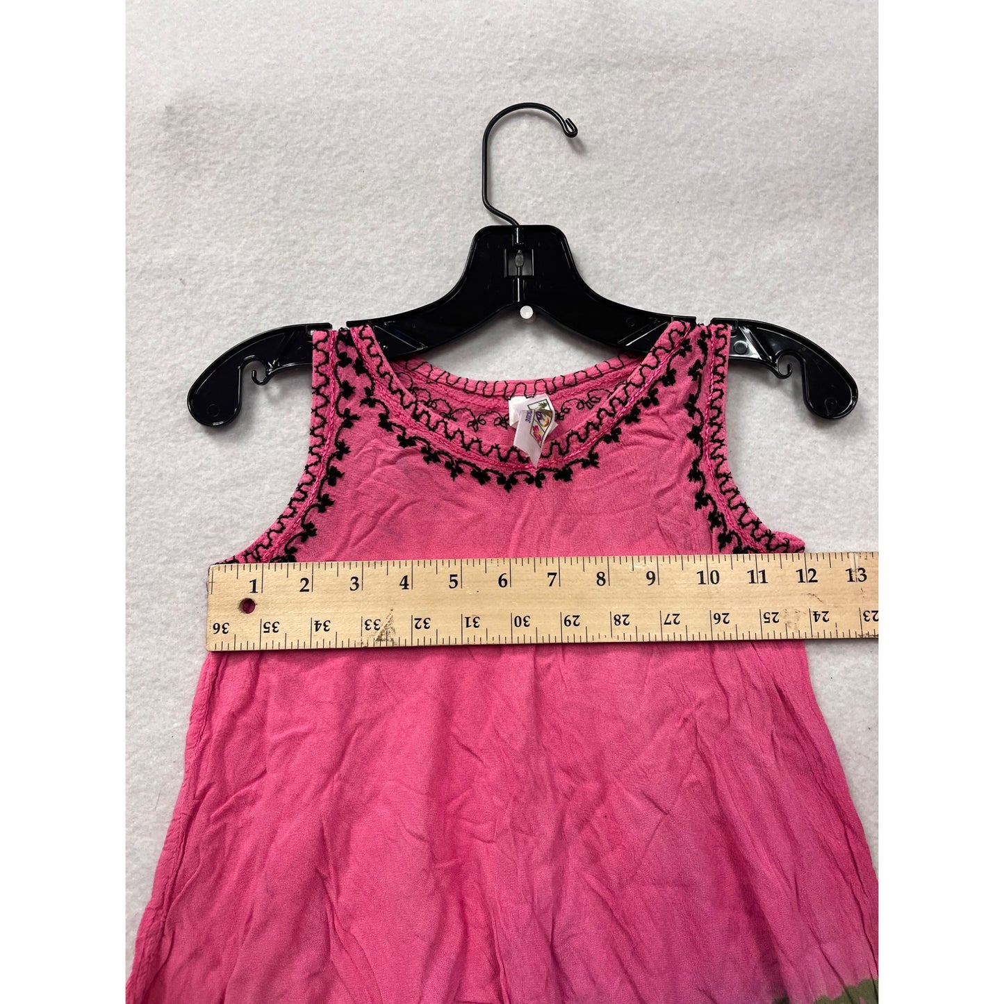Pink Tie-Dye Sleeveless Dress With Black Embroidery Size 10/12 India Boutique #6519