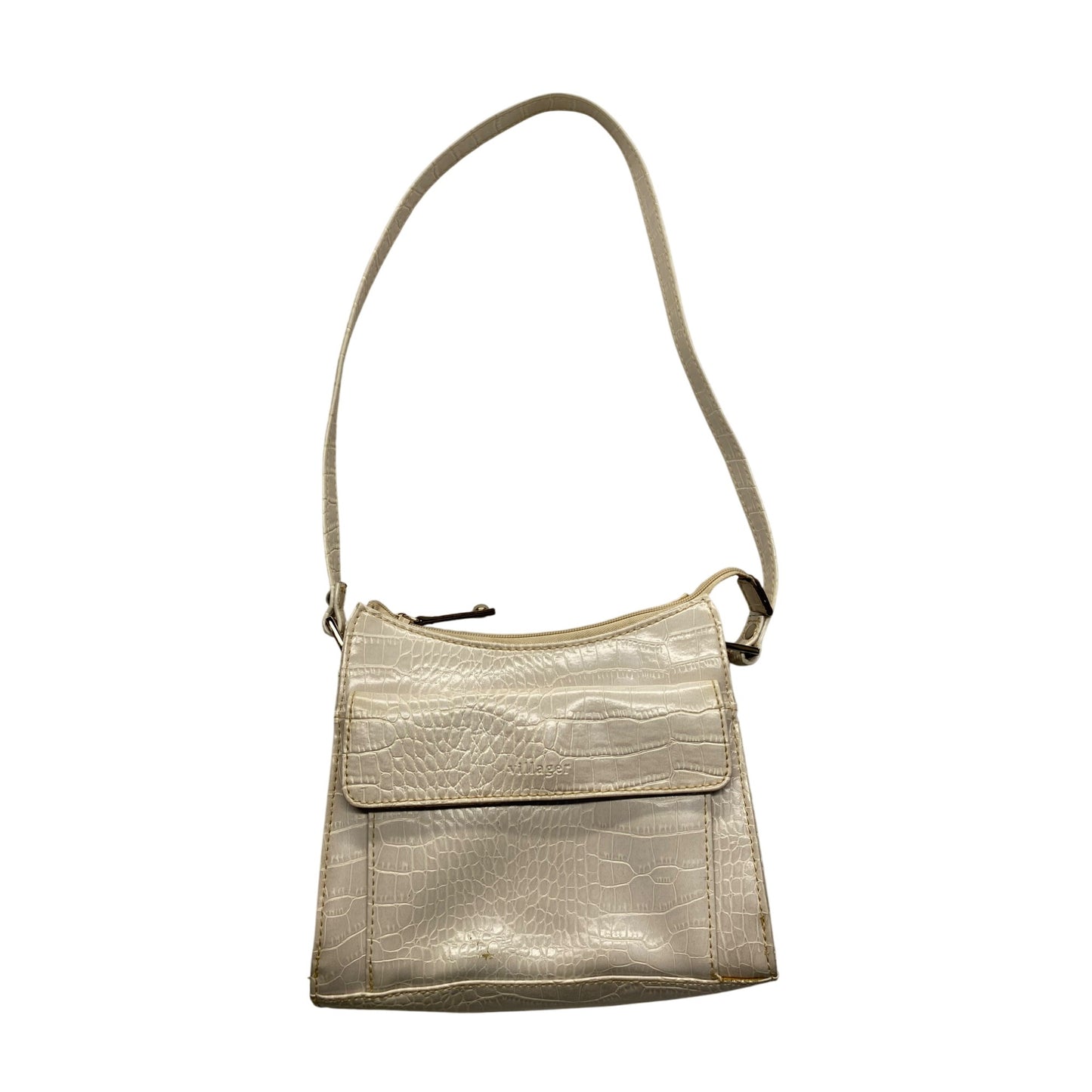 Villager Beige Faux Crocodile Shoulder Bag With Multiple Compartments #7214