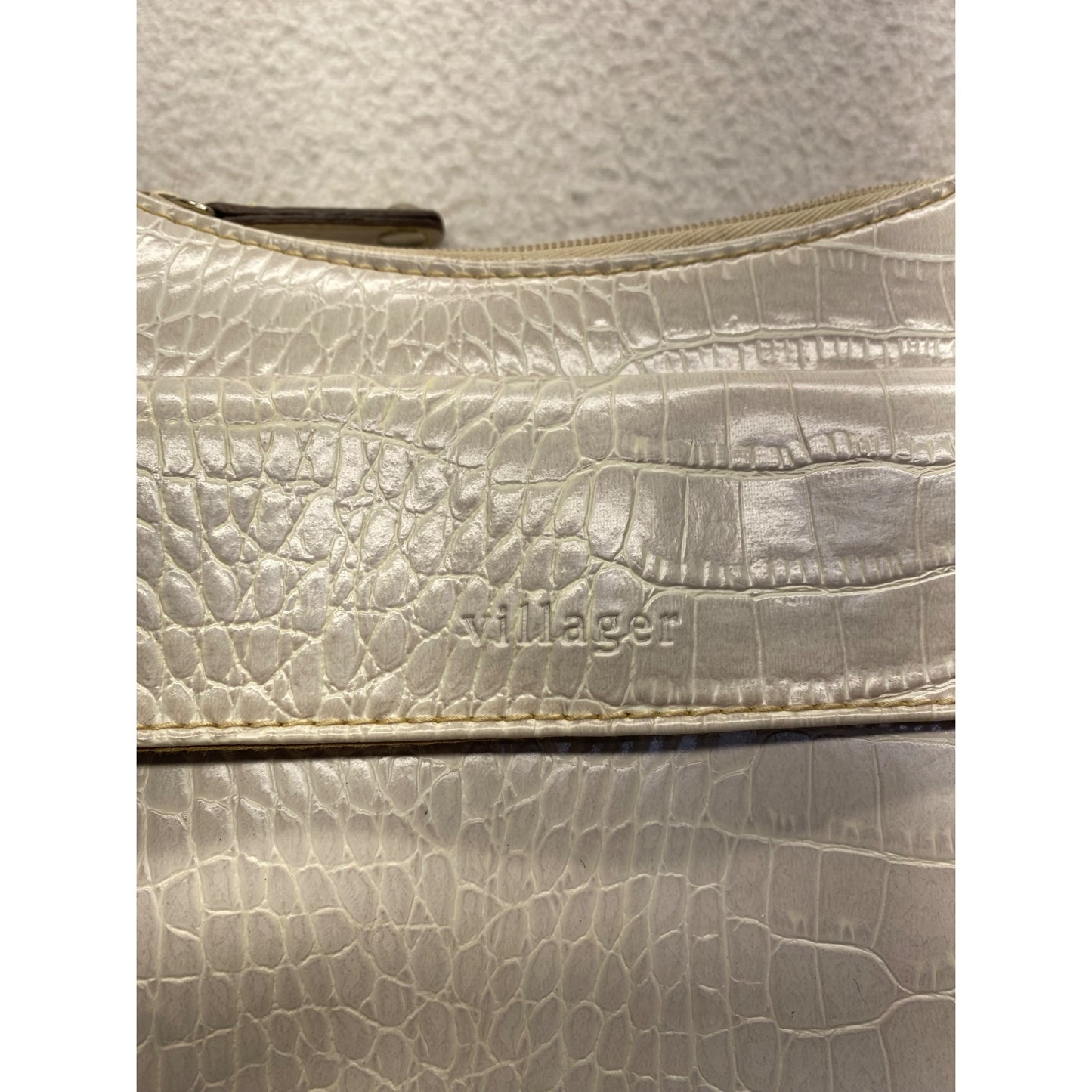 Villager Beige Faux Crocodile Shoulder Bag With Multiple Compartments #7214