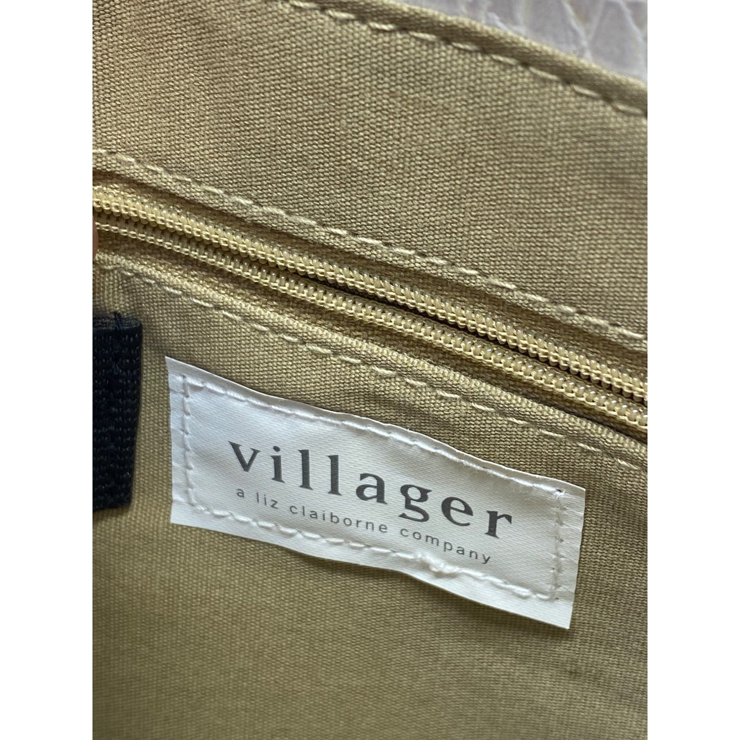 Villager Beige Faux Crocodile Shoulder Bag With Multiple Compartments #7214
