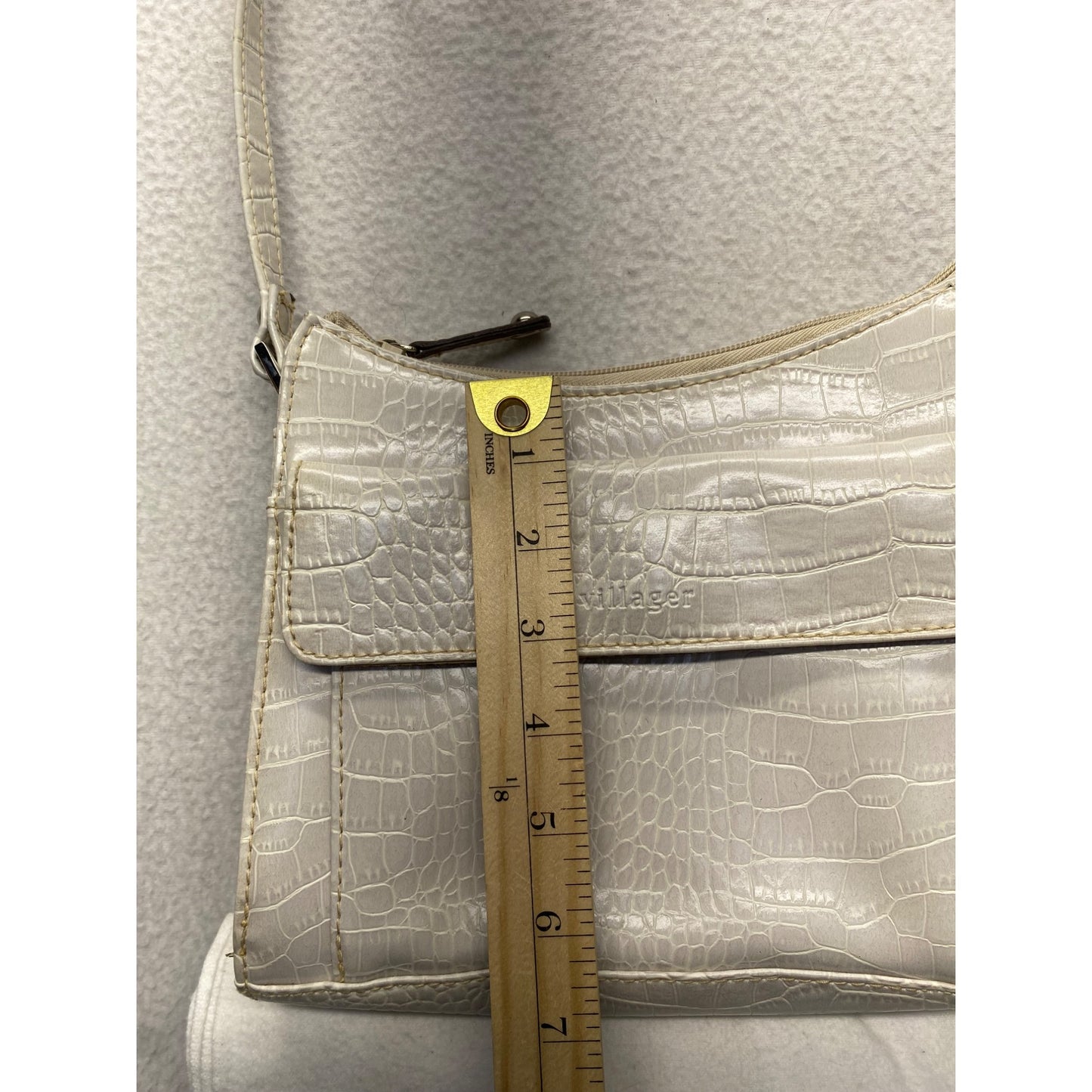 Villager Beige Faux Crocodile Shoulder Bag With Multiple Compartments #7214