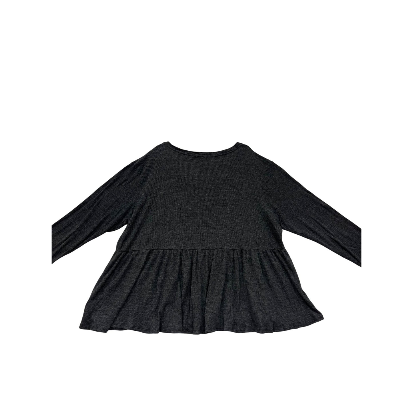 T.La Womens 3XL Charcoal Gray Long Sleeve Peplum Top #6749