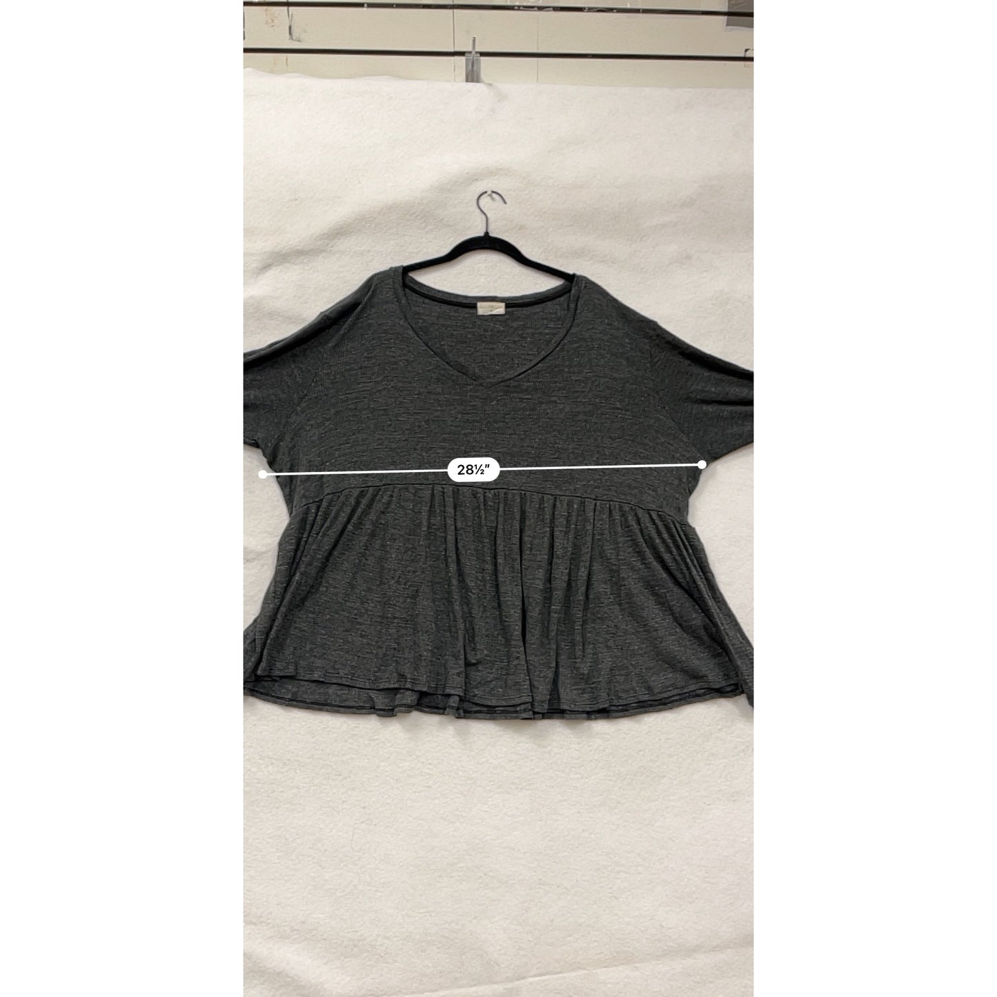 T.La Womens 3XL Charcoal Gray Long Sleeve Peplum Top #6749