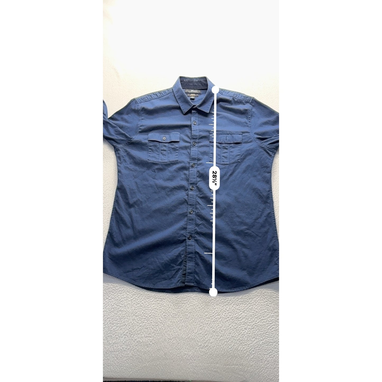 Marc Anthony Slim Fit Navy Stretch Button-Down Shirt L #9285
