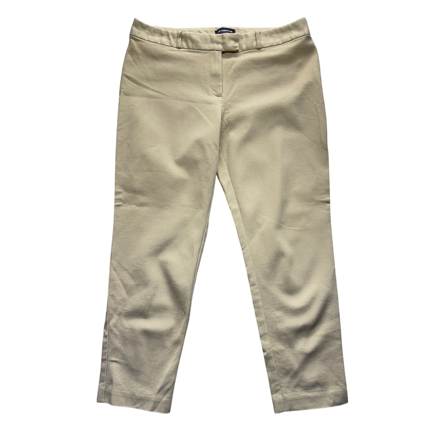 Liz Claiborne Womens Emma Classic Pants Size 12 Beige Cotton Blend Career #440B