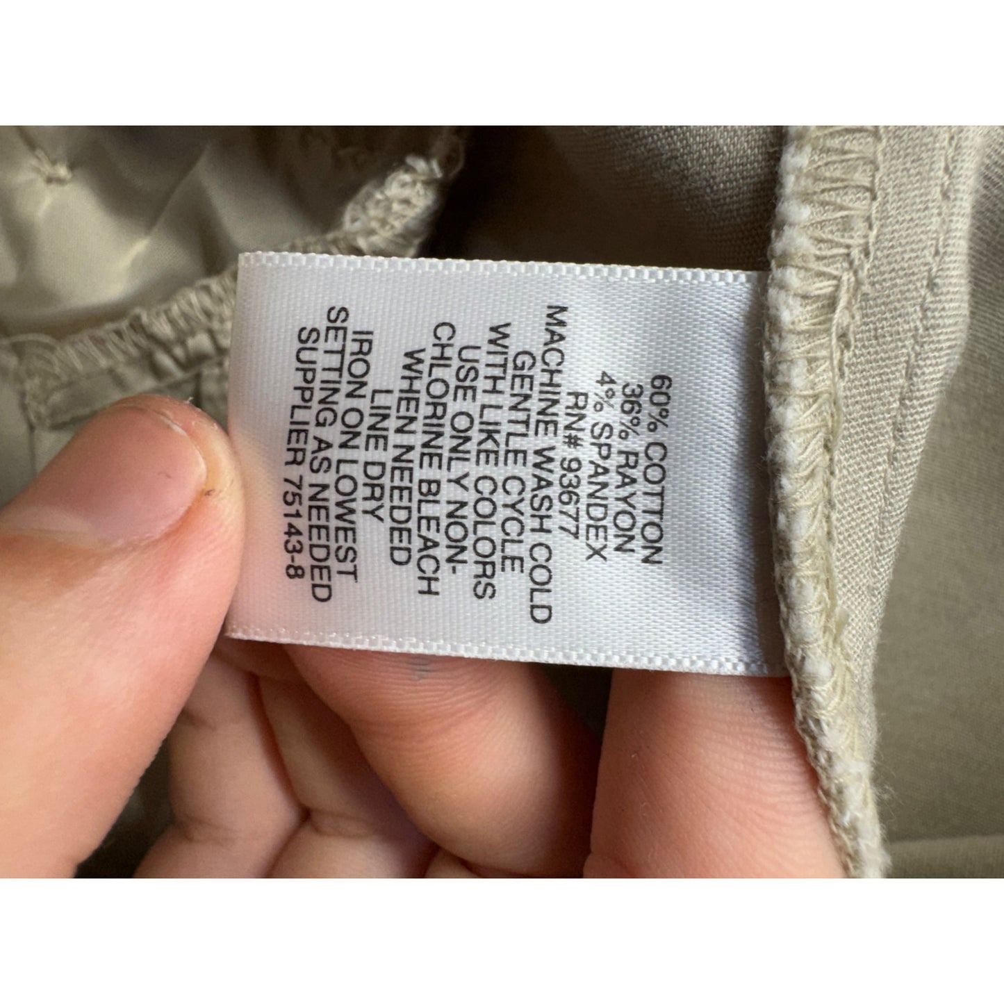 Liz Claiborne Womens Emma Classic Pants Size 12 Beige Cotton Blend Career #440B