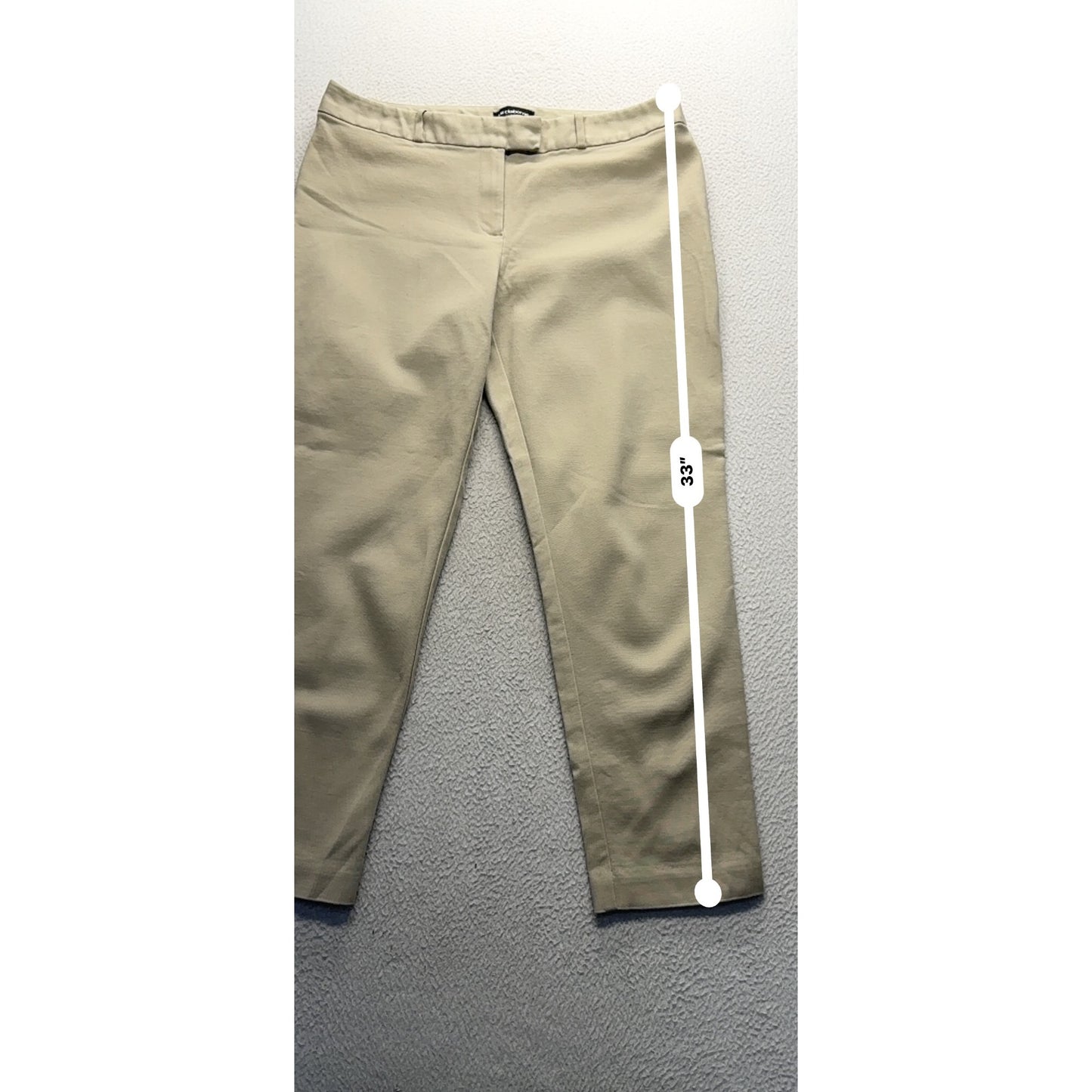 Liz Claiborne Womens Emma Classic Pants Size 12 Beige Cotton Blend Career #440B