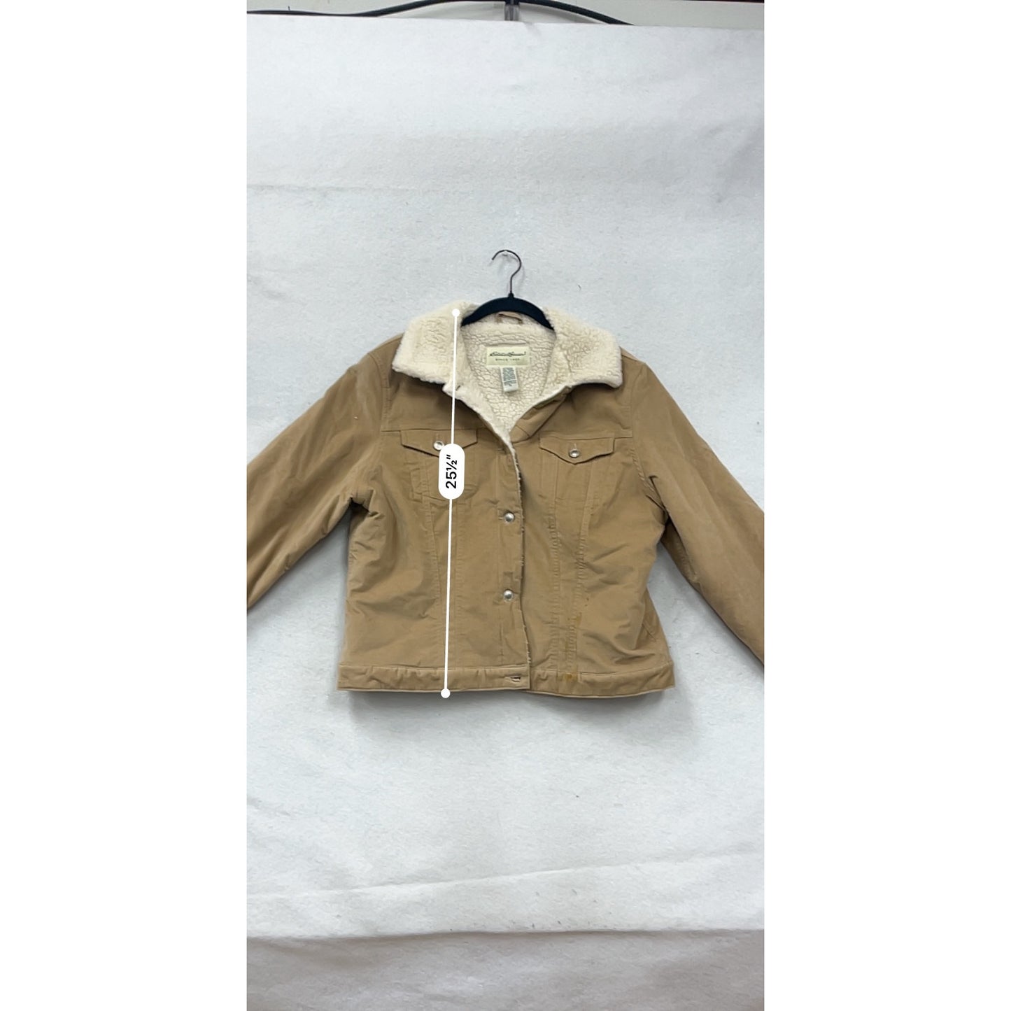 Eddie Bauer Tan Sherpa-Lined Cotton Blend Jacket Button-Up XL #87A