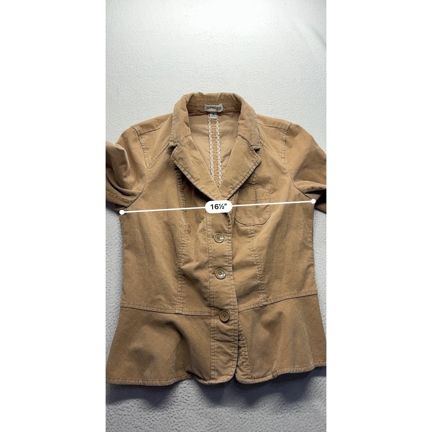 St. Johns Bay Womens Medium Corduroy Button-Up Blazer #7594