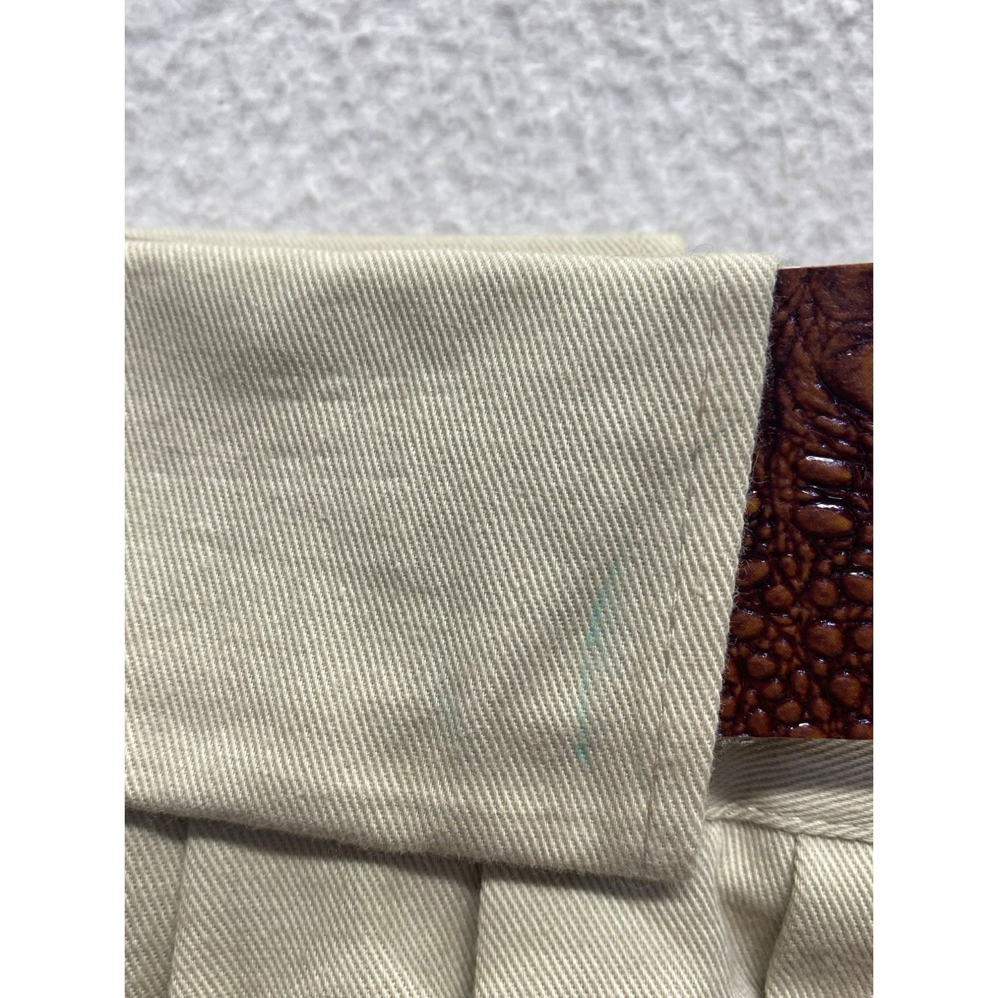 Vintage Mainframe Pleated Khaki Midi Skirt With Brown Croc Belt & Pockets #5876