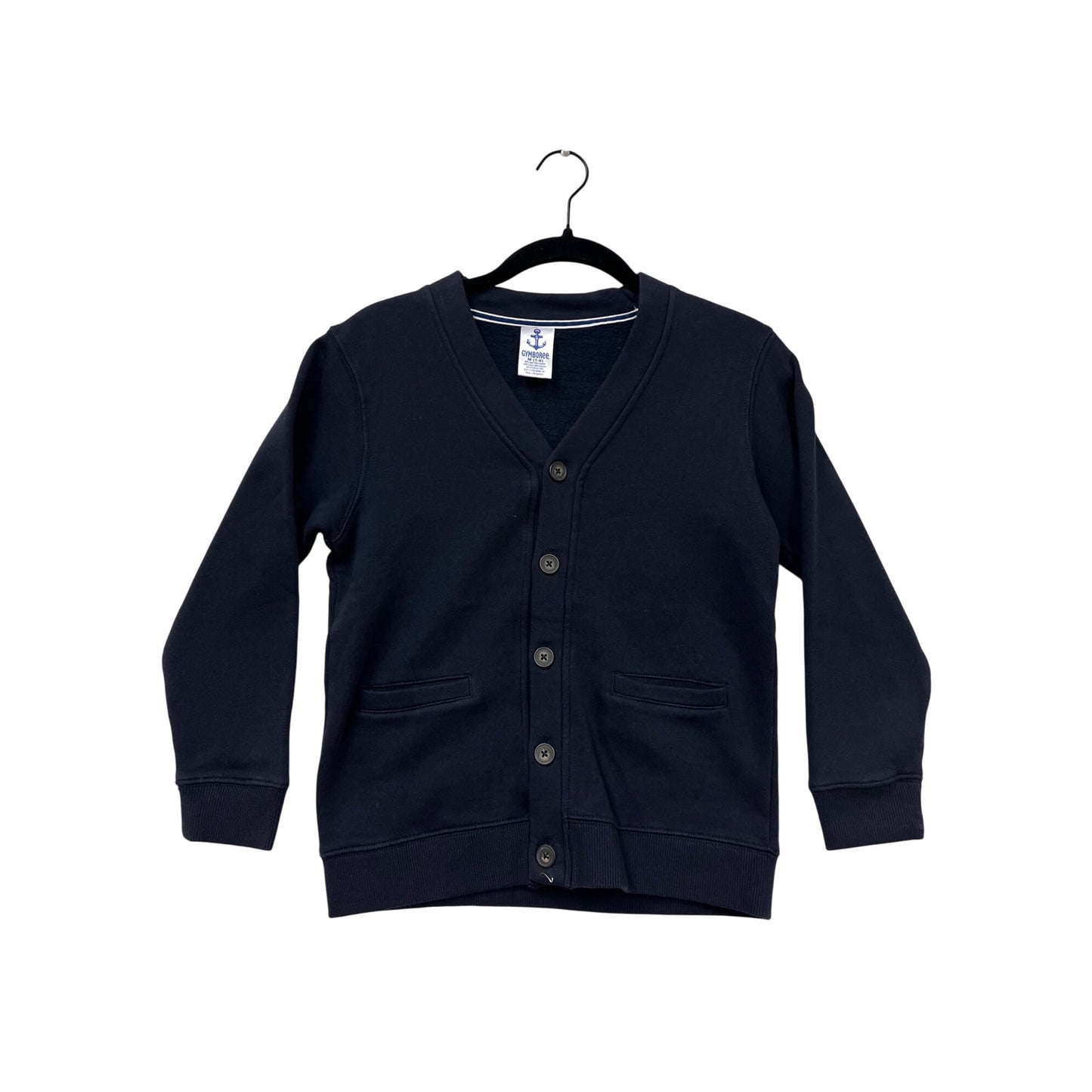 Boys Gymboree Navy Blue Cardigan Sweater M (7-8) Button-Front Cotton Blend With Pockets #6760