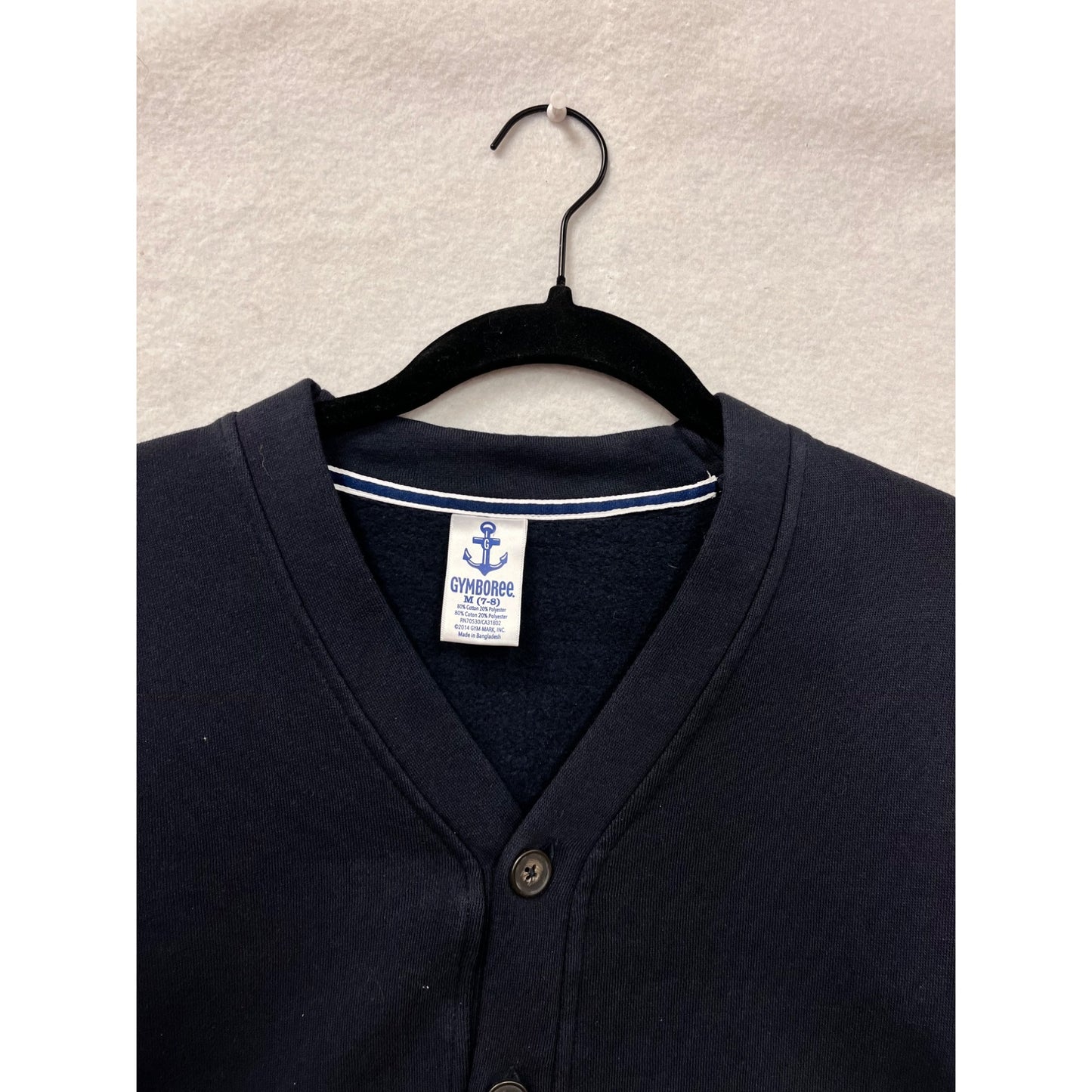 Boys Gymboree Navy Blue Cardigan Sweater M (7-8) Button-Front Cotton Blend With Pockets #6760