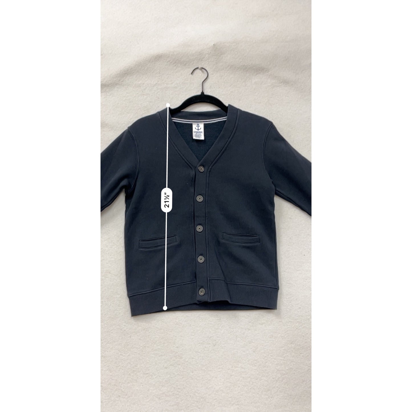 Boys Gymboree Navy Blue Cardigan Sweater M (7-8) Button-Front Cotton Blend With Pockets #6760
