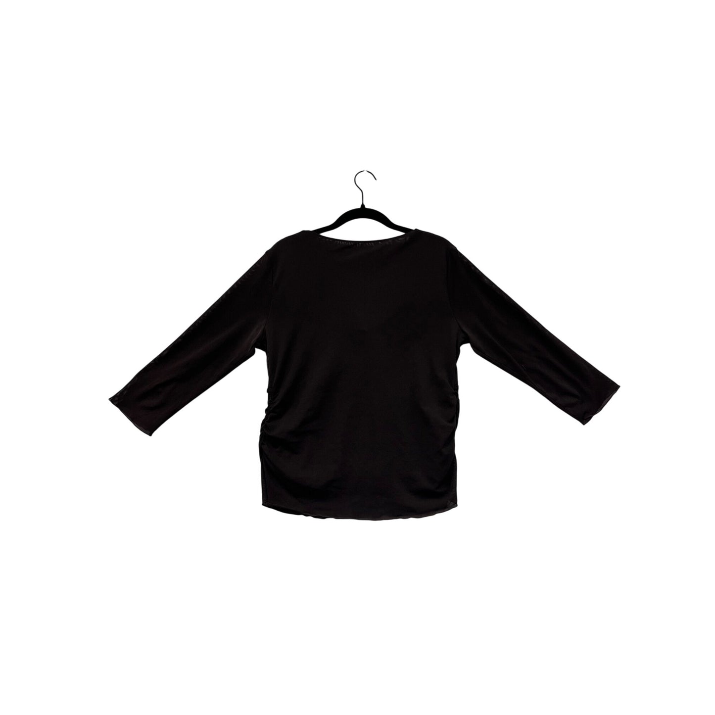 Nine West Womens Large Brown Twist-Front Blouse with 3/4 Sleeve #6494
