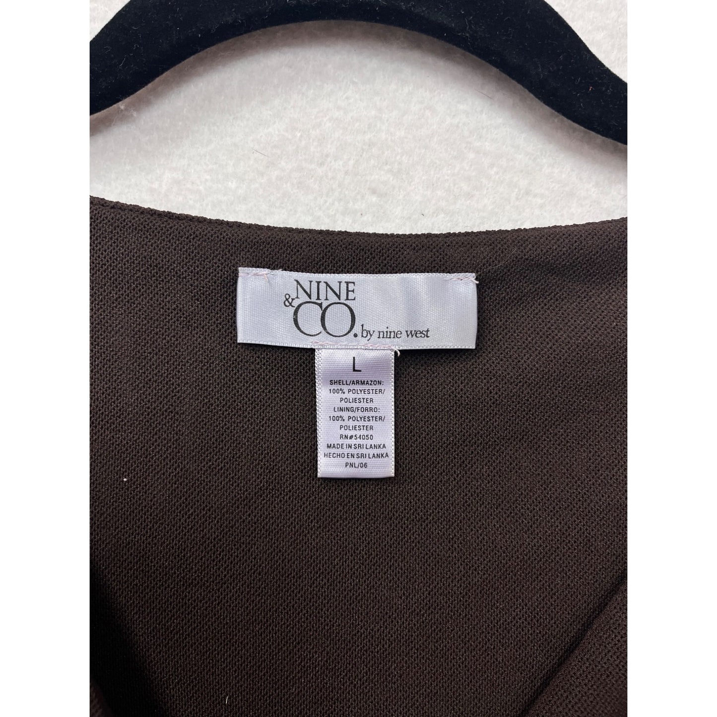 Nine West Womens Large Brown Twist-Front Blouse with 3/4 Sleeve #6494