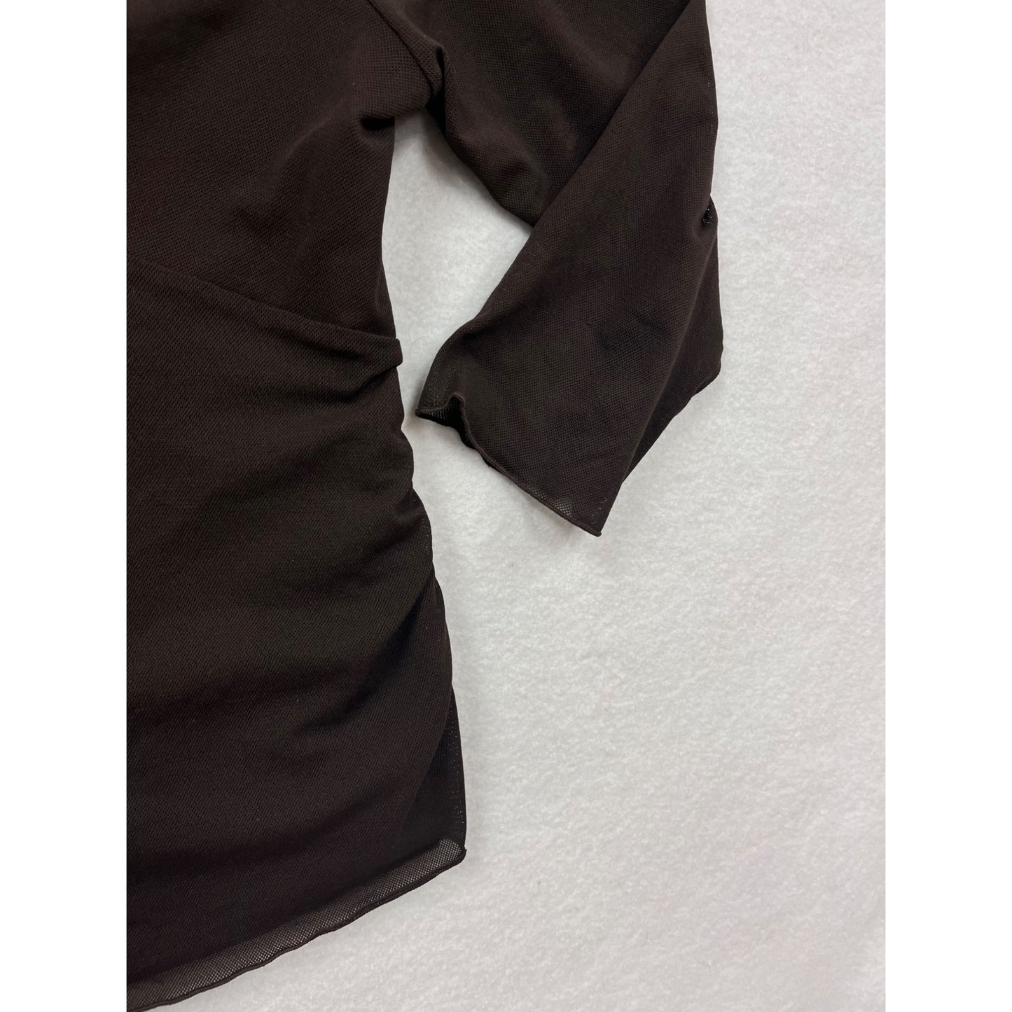 Nine West Womens Large Brown Twist-Front Blouse with 3/4 Sleeve #6494