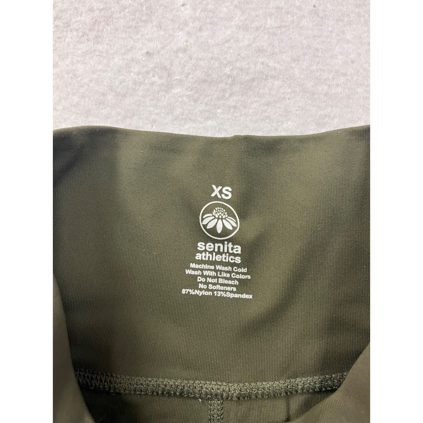 Senita Athletics Womens XS Olive Ruffle Leggings #8313
