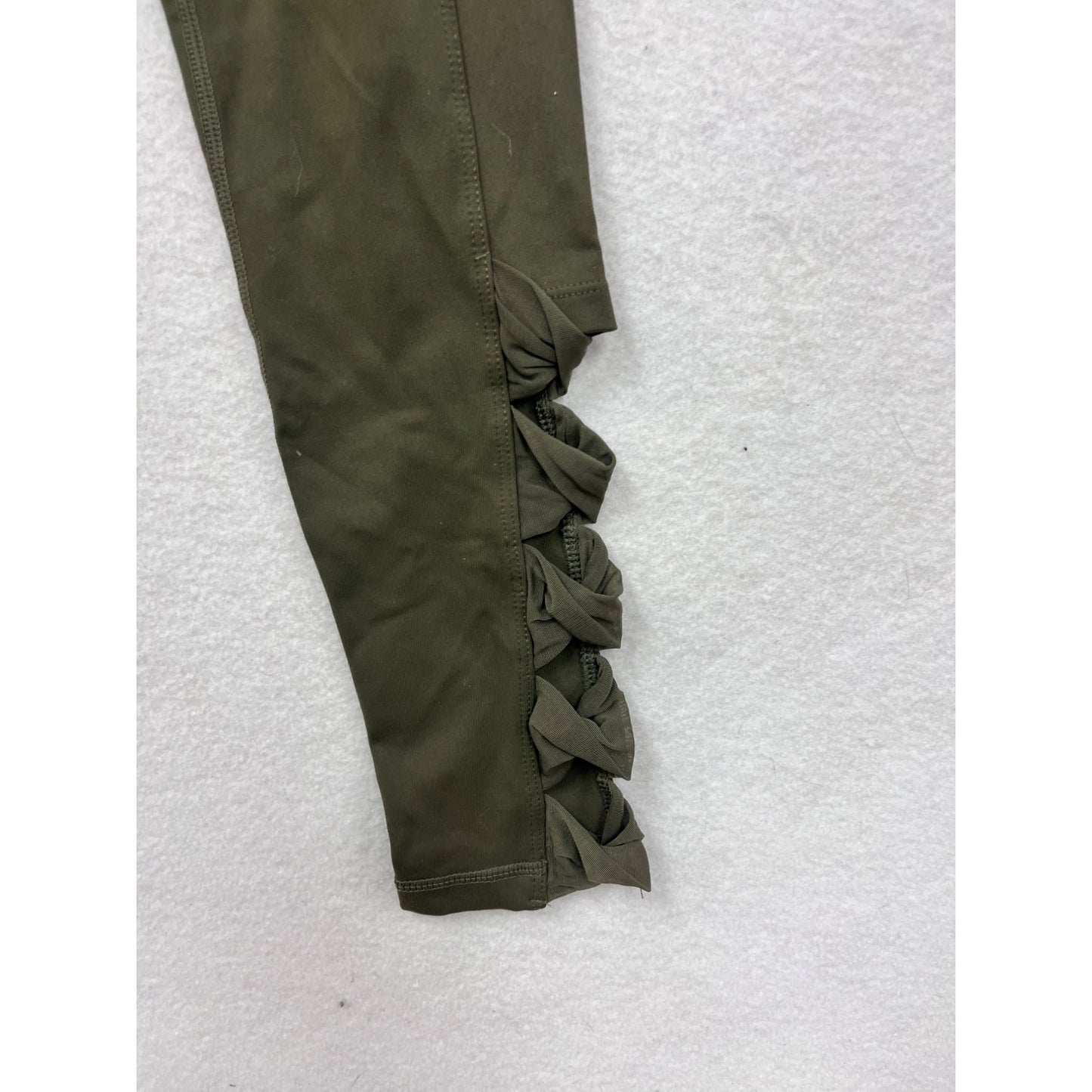 Senita Athletics Womens XS Olive Ruffle Leggings #8313