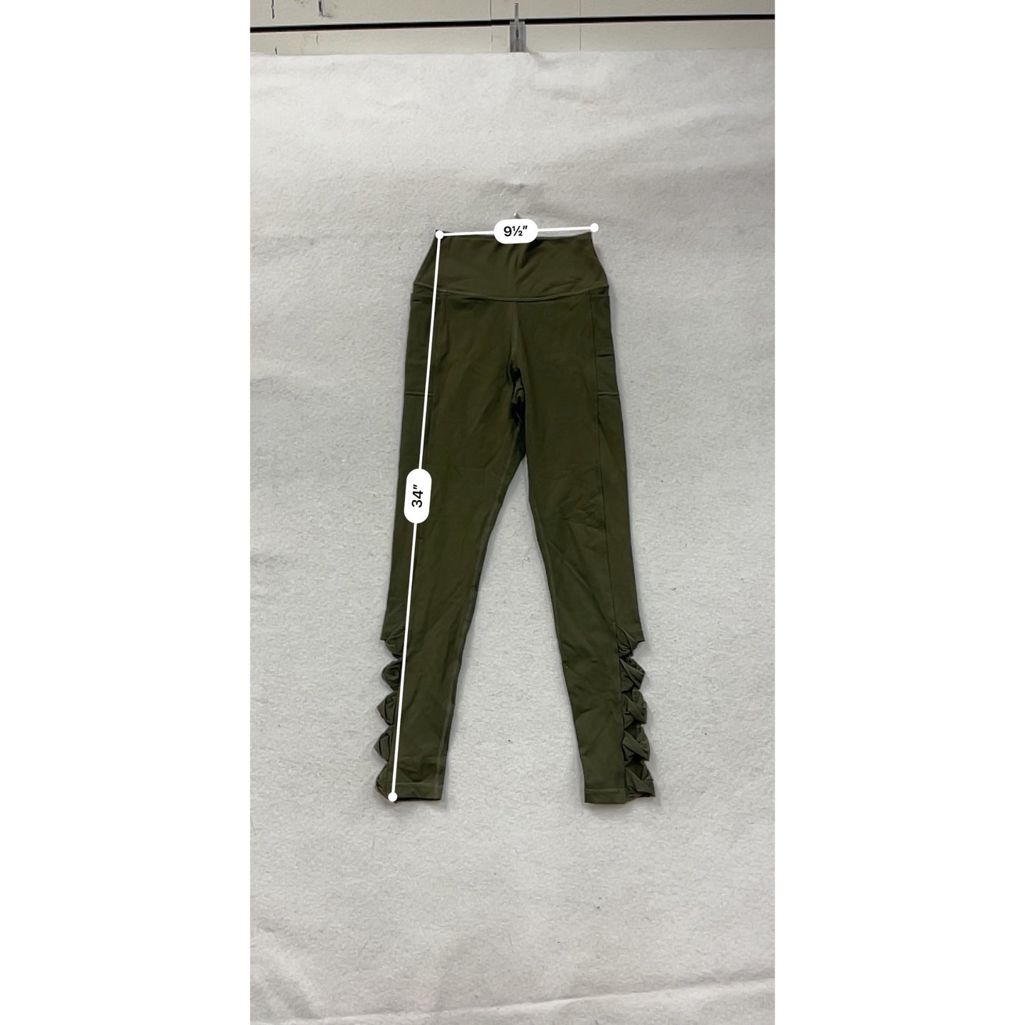 Senita Athletics Womens XS Olive Ruffle Leggings #8313