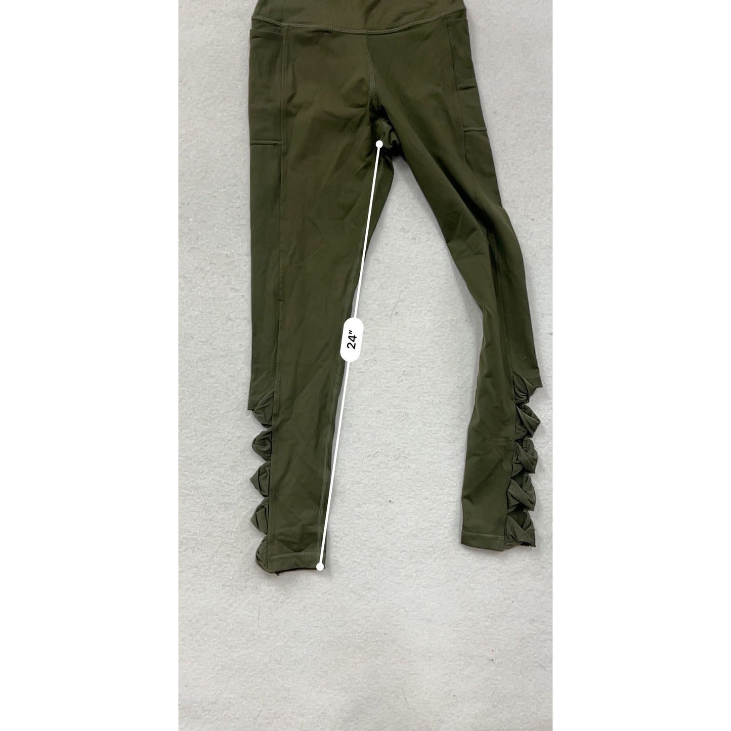 Senita Athletics Womens XS Olive Ruffle Leggings #8313