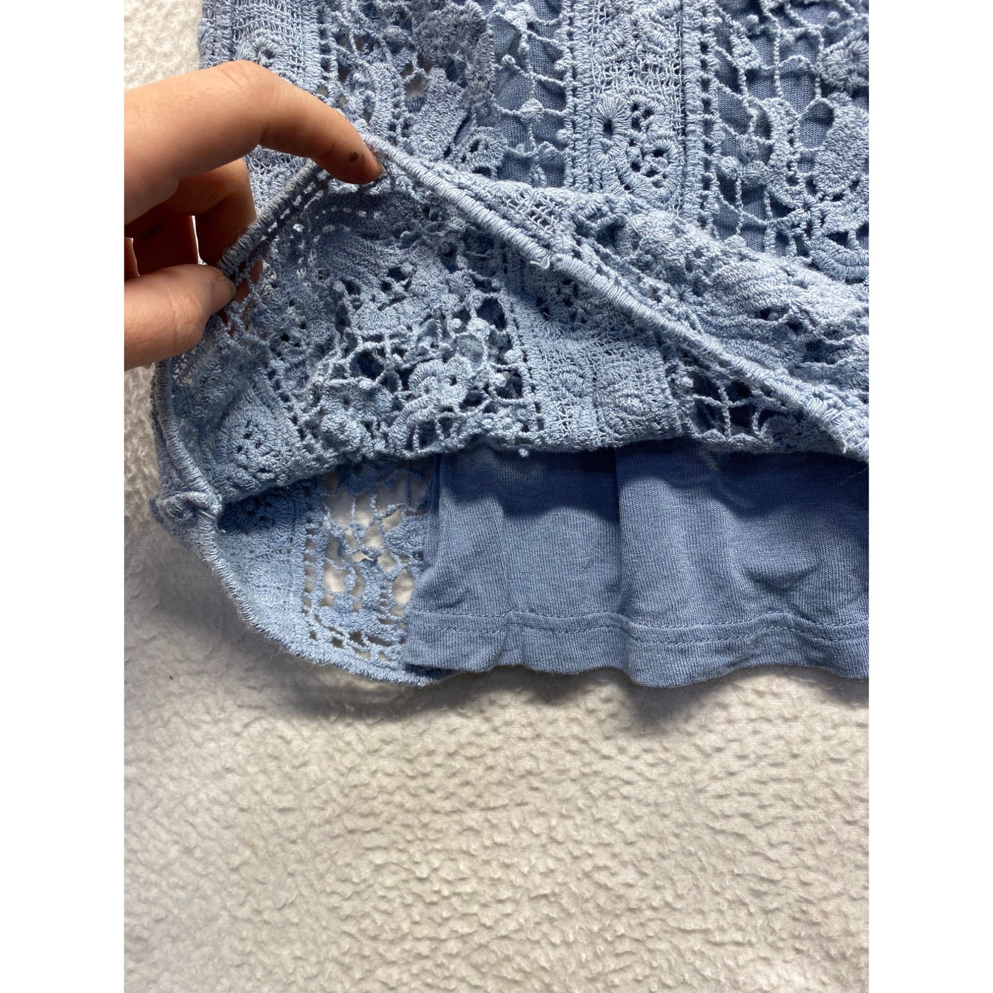 V Cristina Blue Lace Top With 3/4 Sleeves #7406