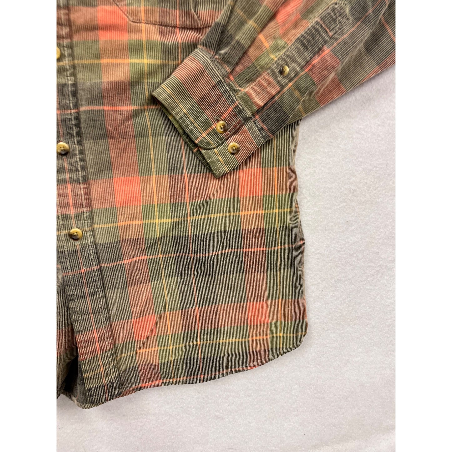 Basic Options Plaid Long Sleeve Button-Up Shirt M #932A