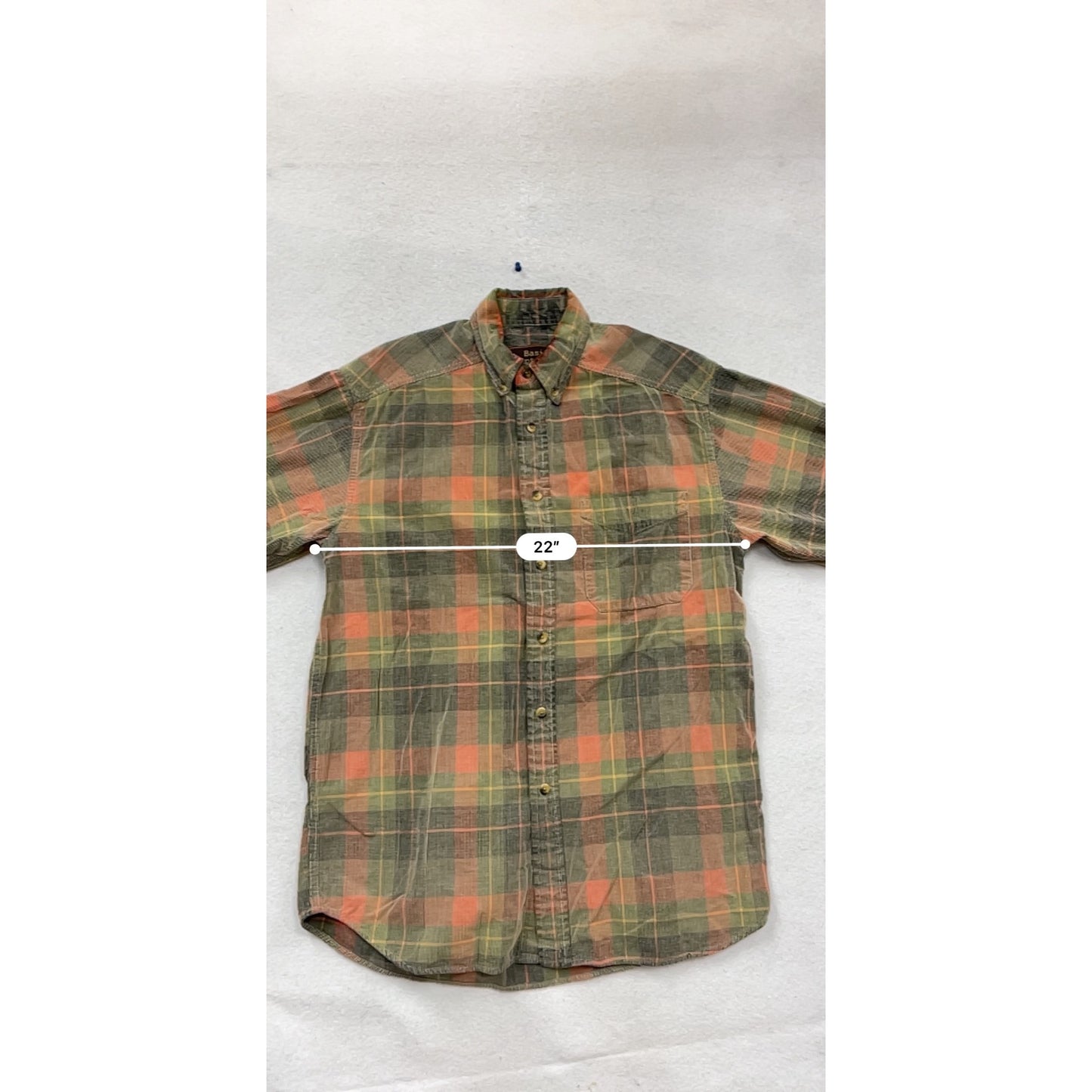 Basic Options Plaid Long Sleeve Button-Up Shirt M #932A