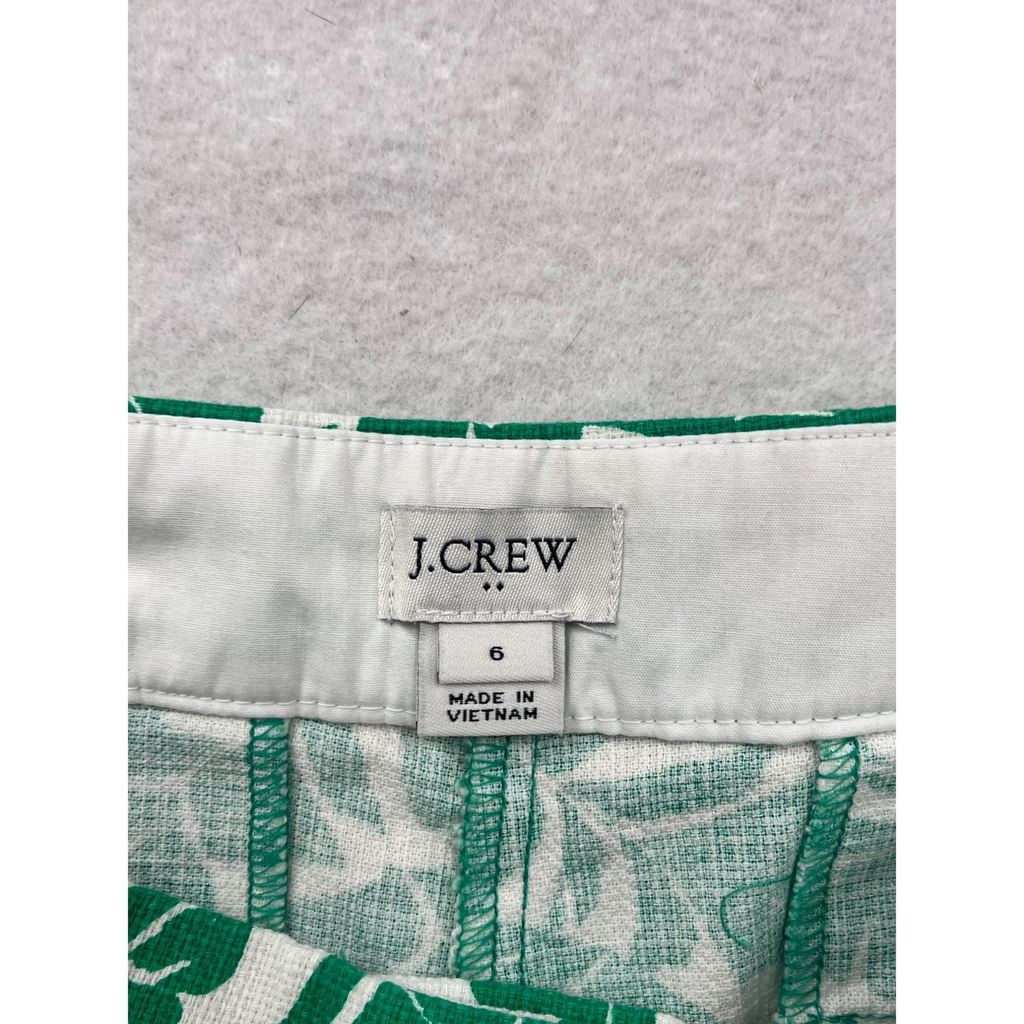 J.Crew Womens Green & White Leaf Print Cotton Shorts Size 6 #8039