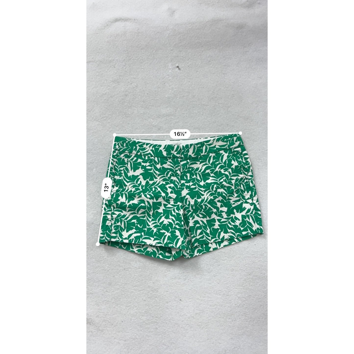 J.Crew Womens Green & White Leaf Print Cotton Shorts Size 6 #8039