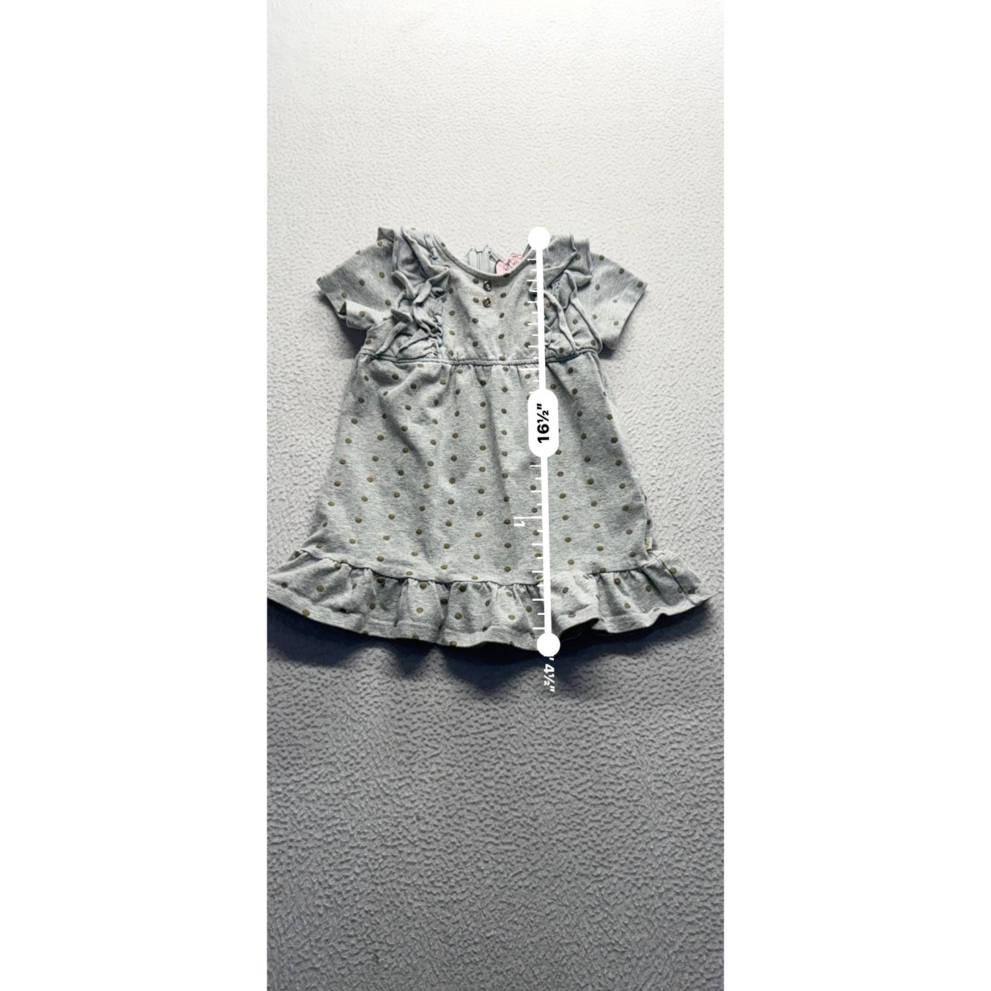 Juicy Couture Polka Dot Baby Dress 12-18 Months Gray & Gold Cotton Blend #9102