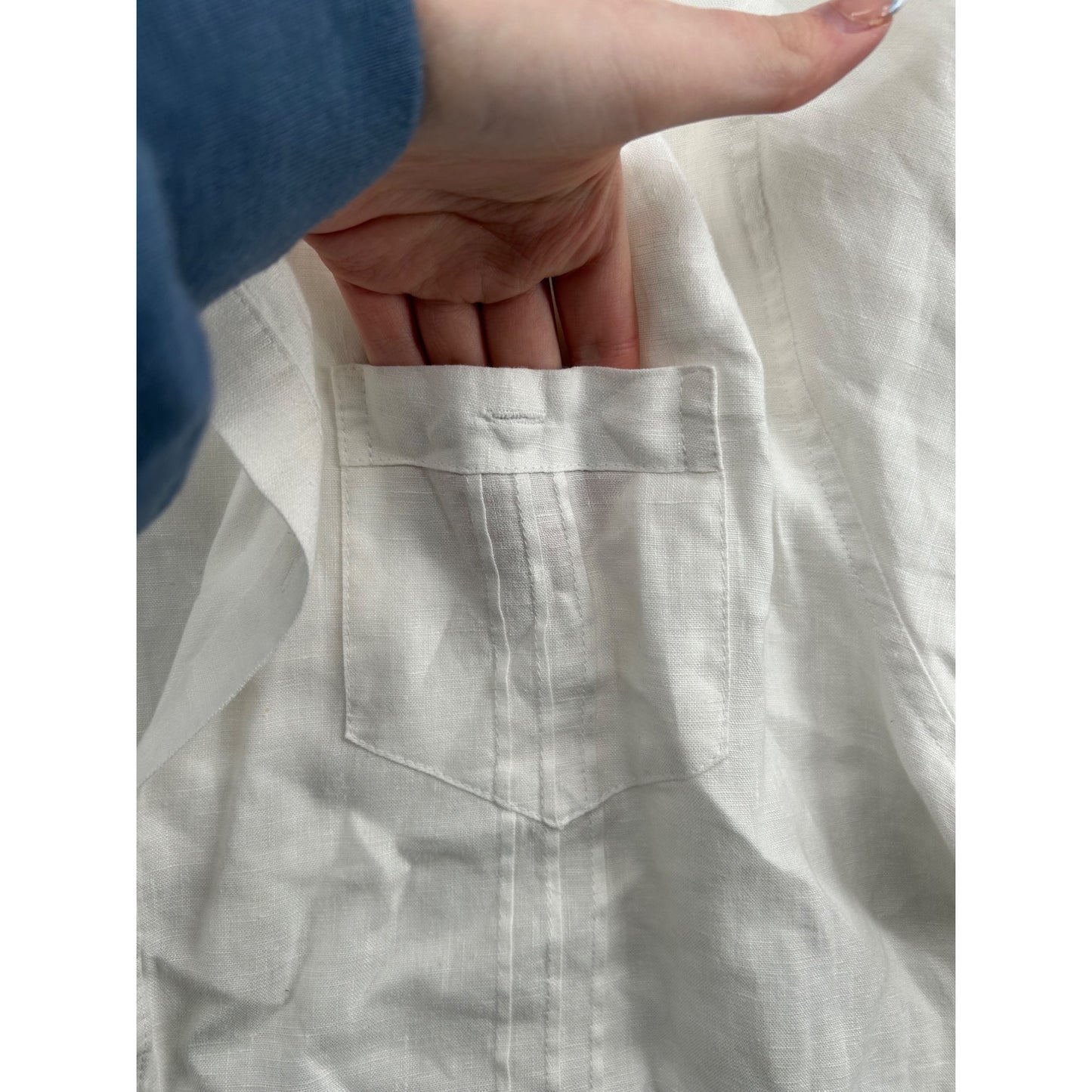 Cubavera Mens XL White 100% Linen Long-Sleeve Shirt With Front Pockets & Button-Up Closure #6477