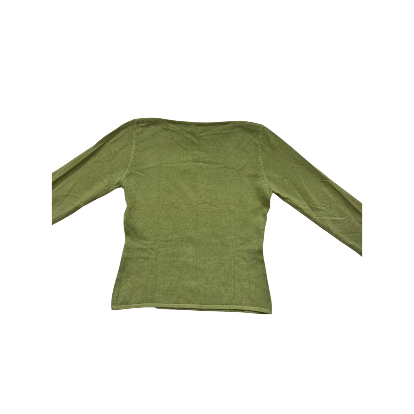 Sage Green Cashmere Long Sleeve Boat Neck Top By Cashmere Valley #941A