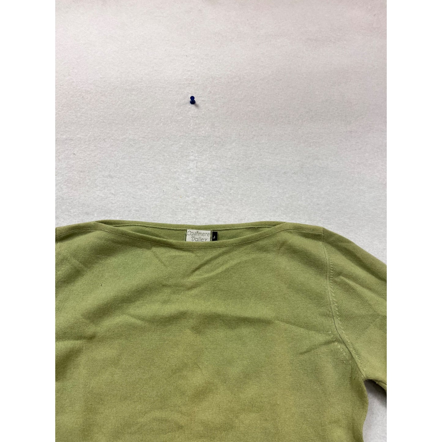 Sage Green Cashmere Long Sleeve Boat Neck Top By Cashmere Valley #941A