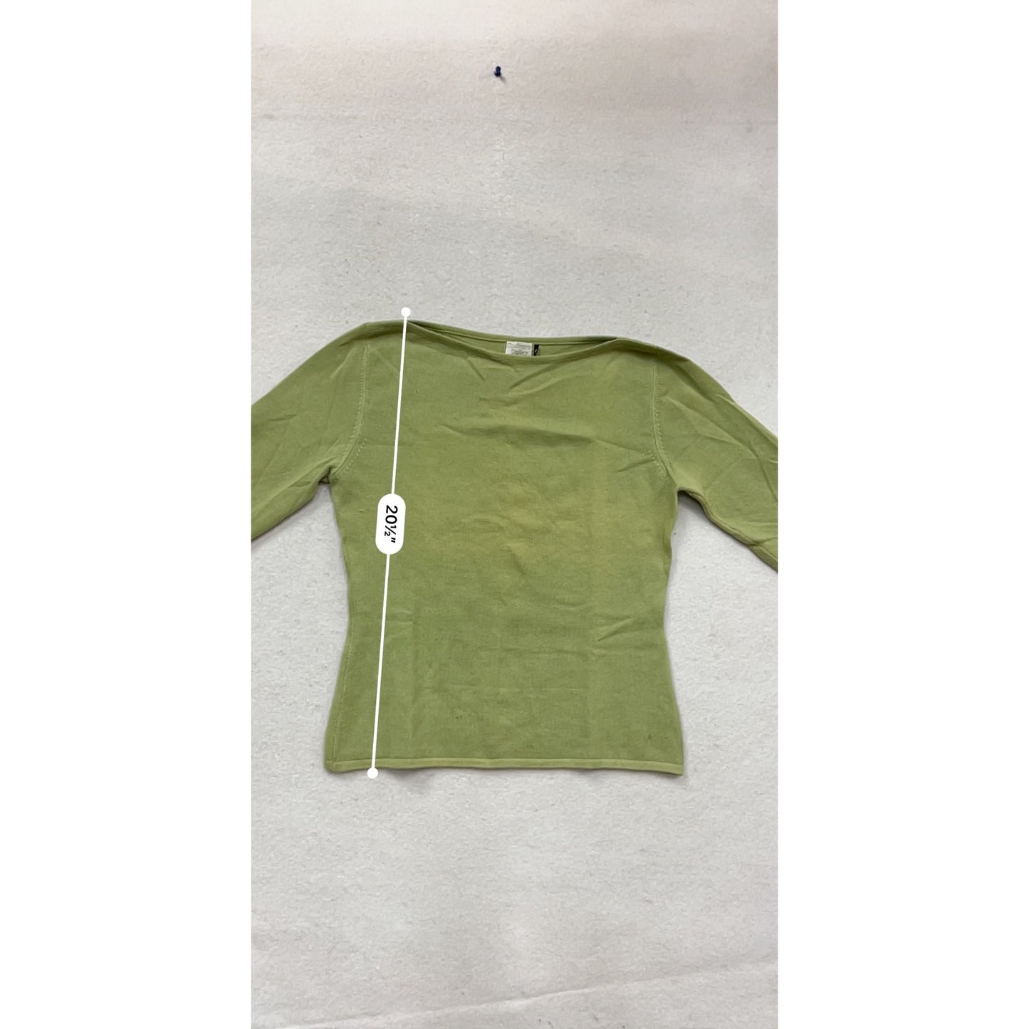 Sage Green Cashmere Long Sleeve Boat Neck Top By Cashmere Valley #941A