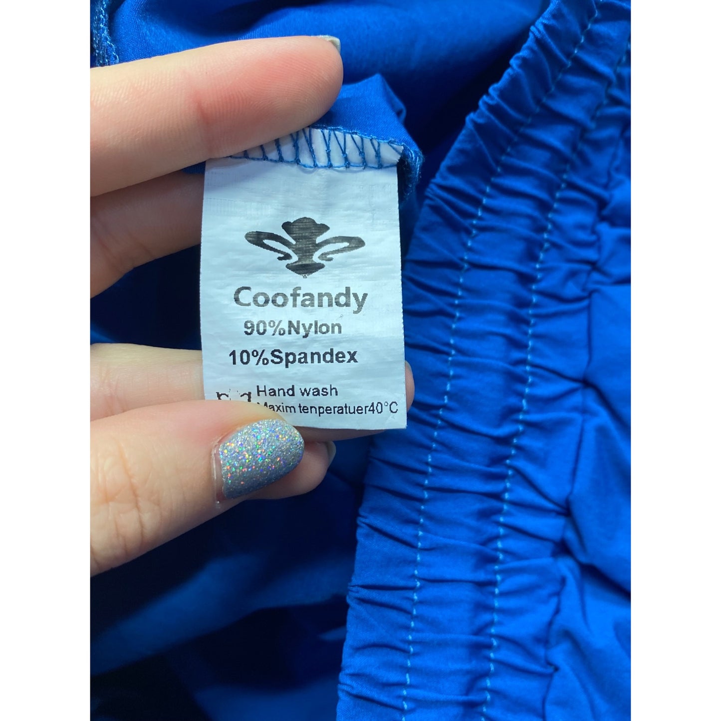 Coofandy Mens Blue Athletic Shorts Nylon/Spandex Blend #7188