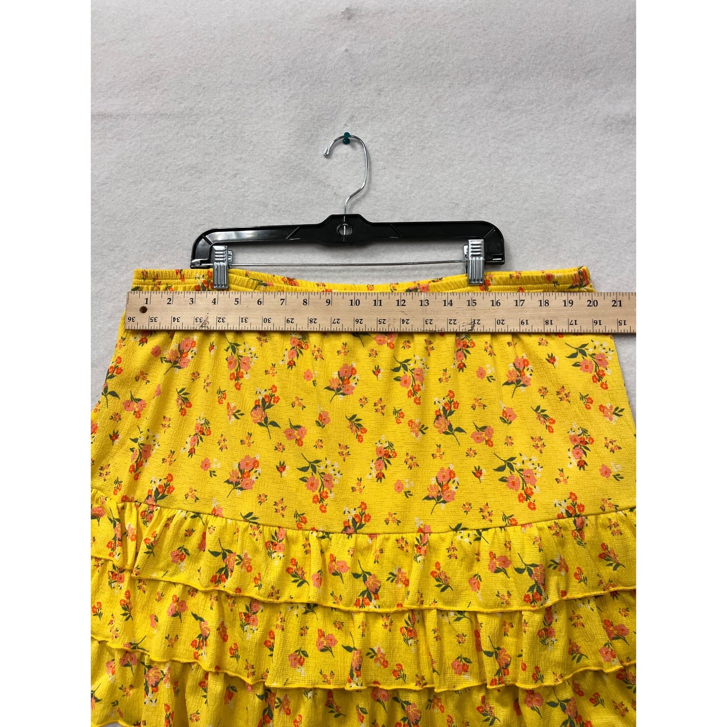 Women’s 3XL Joie & Joy Yellow Floral Ruffle Tiered Skirt #6311